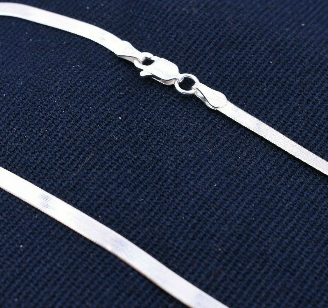 Anklet 3mm Flexible Herringbone Real Sterling Silver 925 ITALY