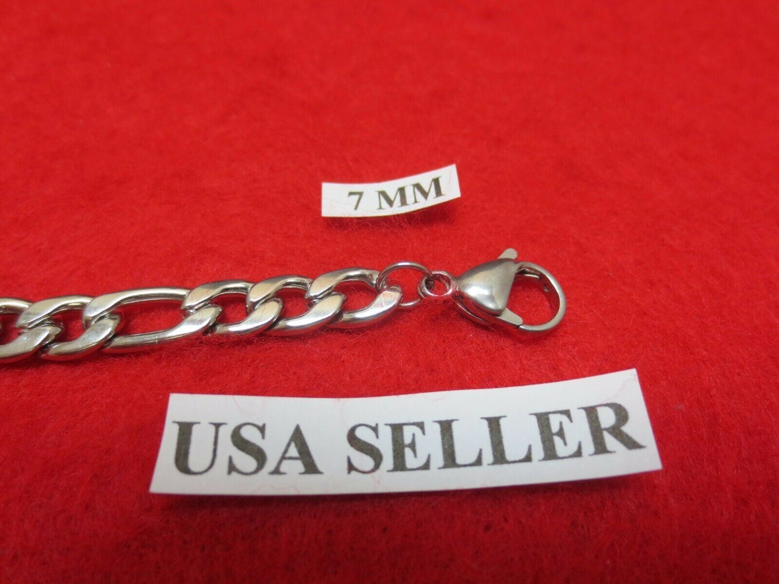 16″ Mens,Womens, 7mm Stainless Steel Silver Figaro Rope Chain Necklace