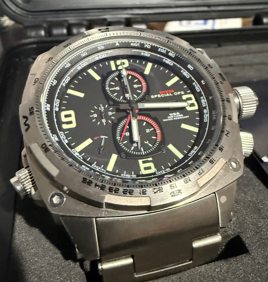 MTM Silver Cobra 47mm, Titanium. Excellent Shape. Few Scratches Shown In Pics.