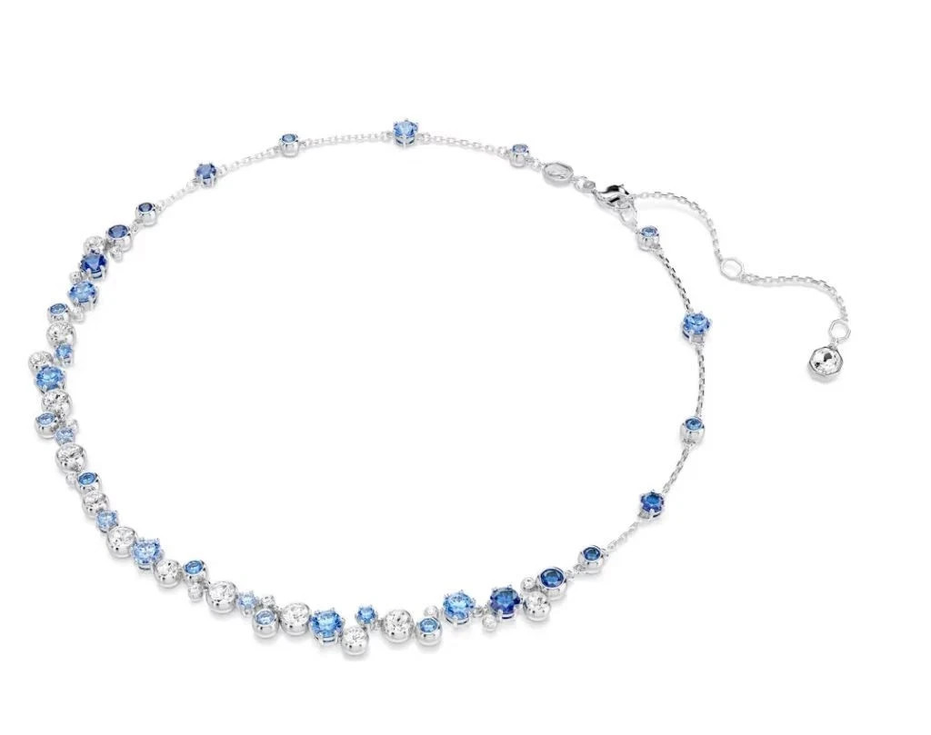 SWAROVSKI Constella necklace Mixed cuts, Blue, Rhodium plated