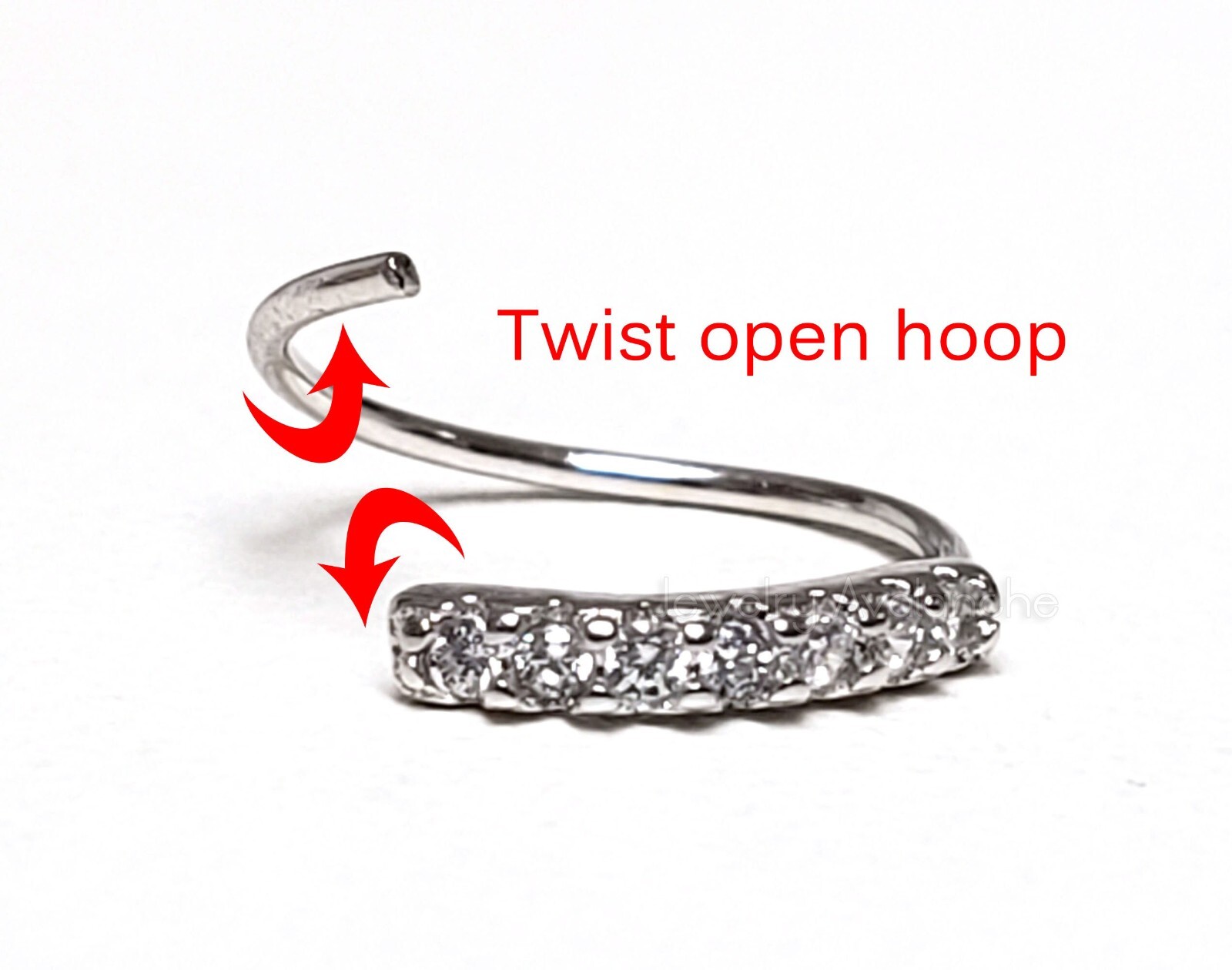 0.07ct Diamond Nose Hoop, Solid 14kt Yellow Gold Nose Ring, 22G
