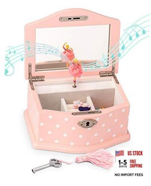 Elle Jewelry Box – Ballerina Jewelry Organizer and Swan Lake Wind-Up Music Pink