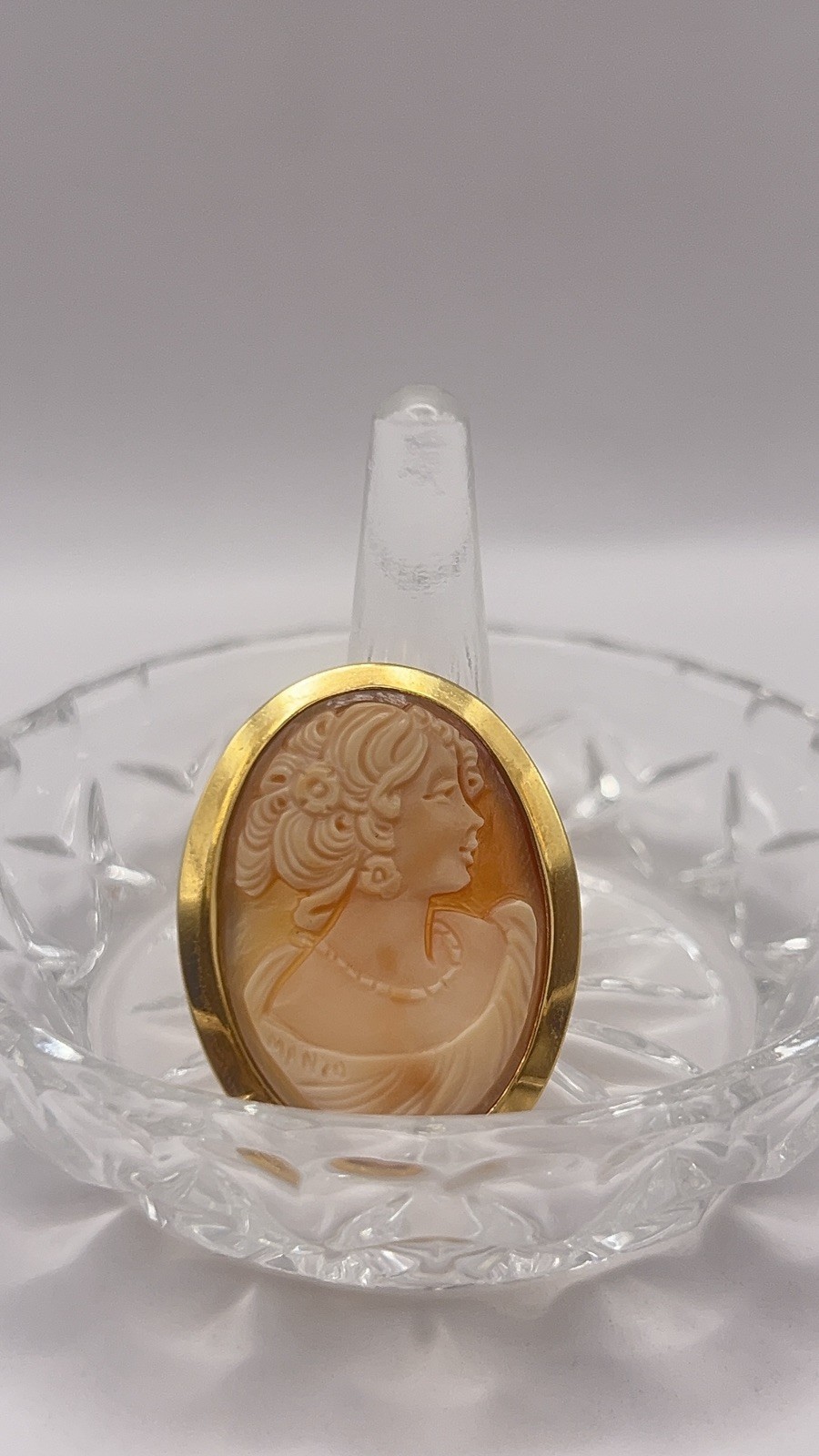 Vintage Oval Shell Cameo Pendant/Brooch, Gold Filled, Signed J.E. Caldwell
