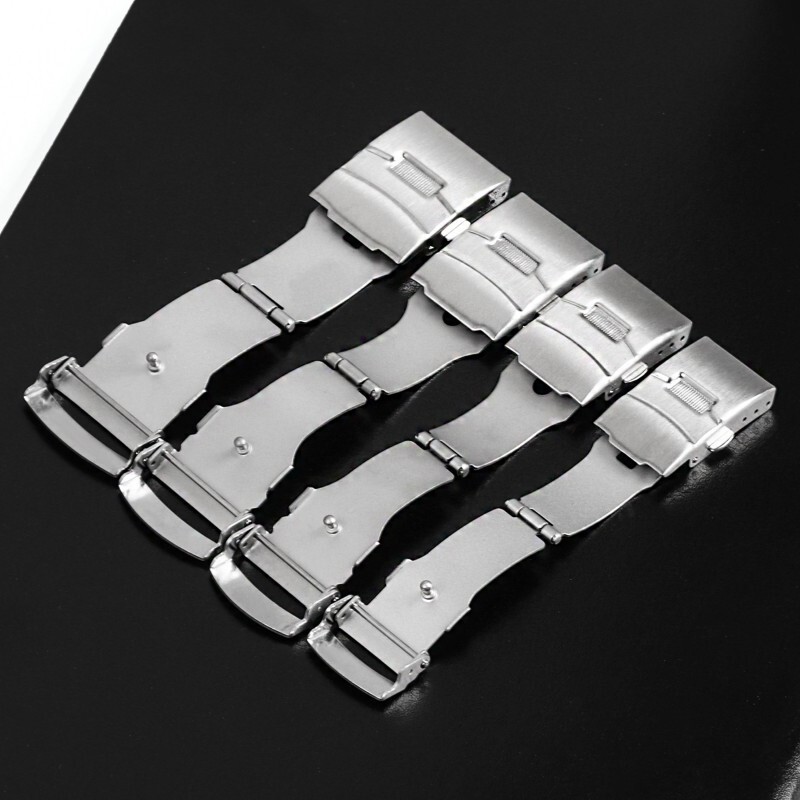 Premium Stainless Steel Double Push Buckle Metal Folding Clasp 16/18/20/22/24mm