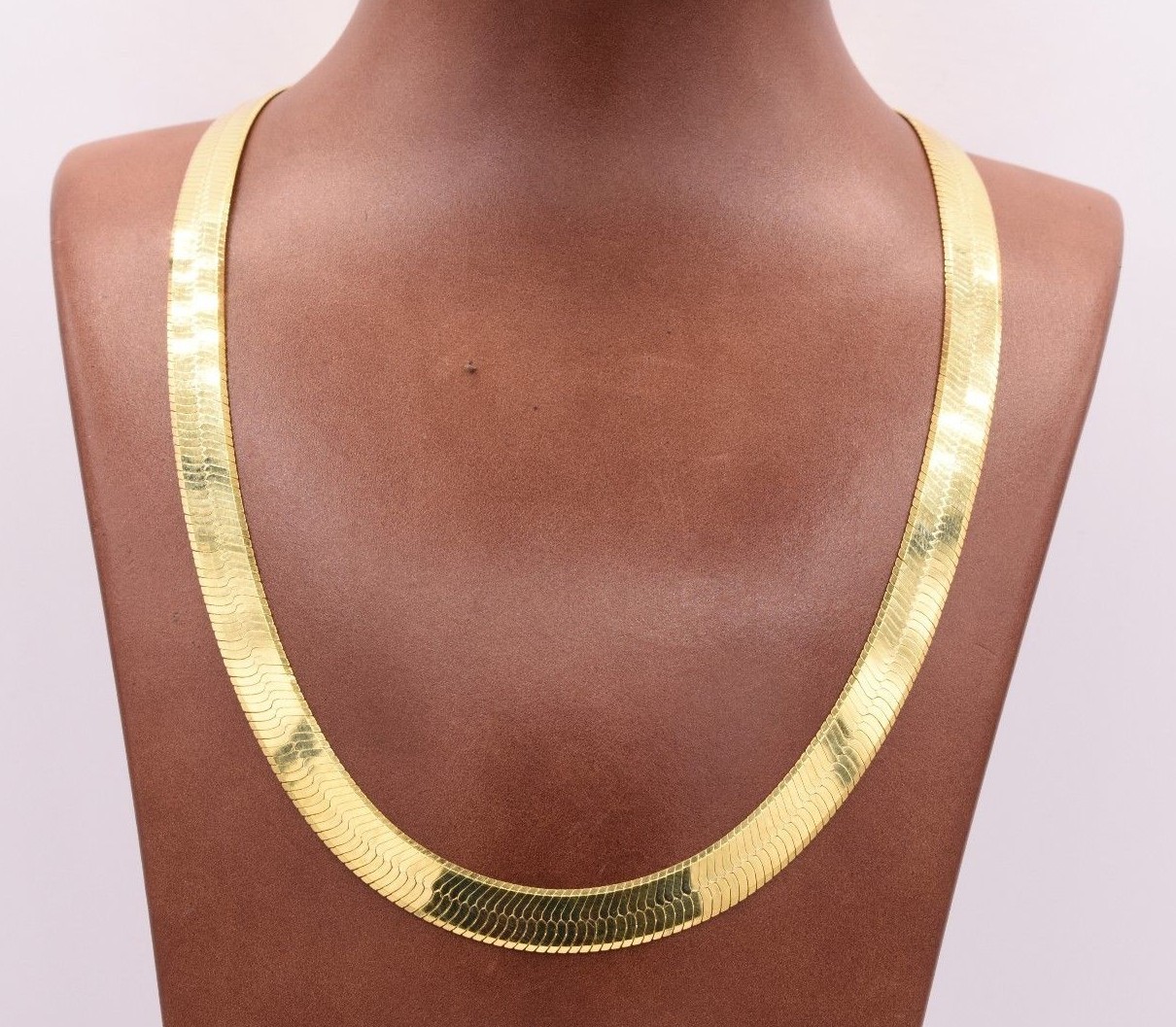 9mm Flexible Herringbone Chain Necklace 14K Yellow Gold-Plated Sterling Silver