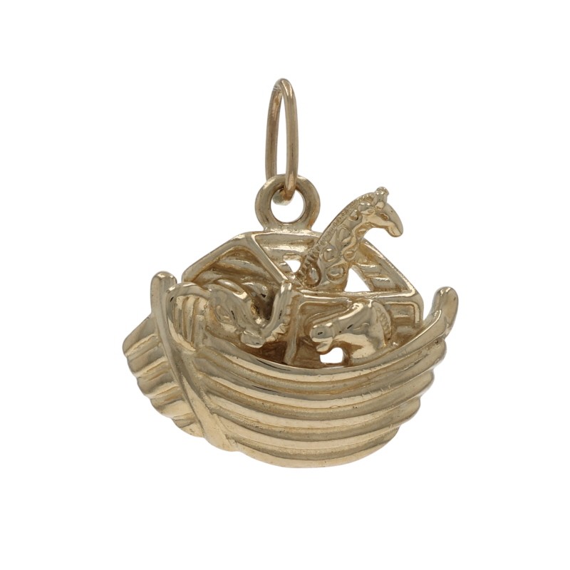 Yellow Gold Noah’s Ark Charm – 14k Faith