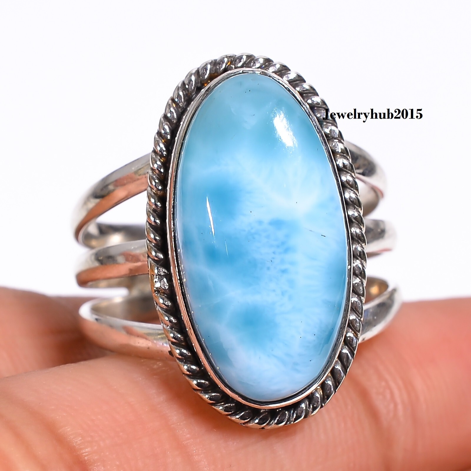 Natural Oval Larimar Gemstone 925 Sterling Silver Larimar Jewelry All Size MO**