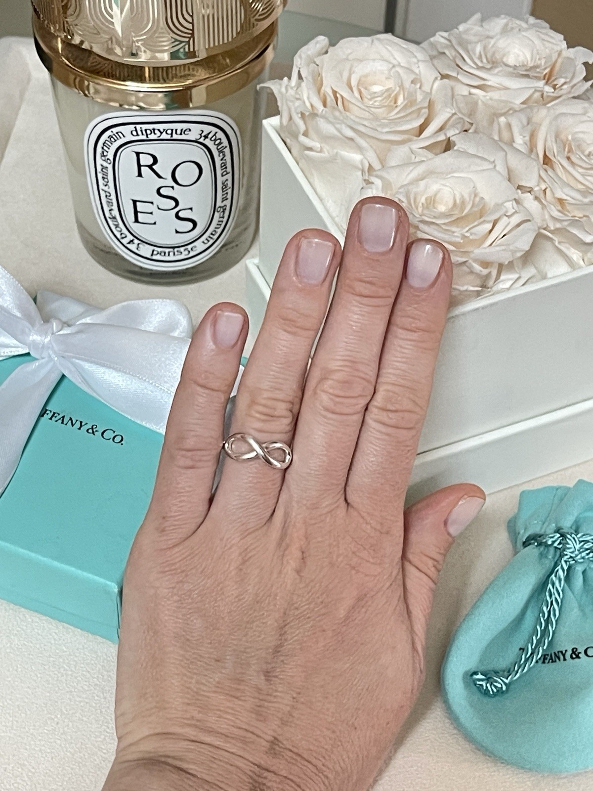 Tiffany & Co. Infinity Silver Ring size 5.5 $415 in Tiffany Blue Box