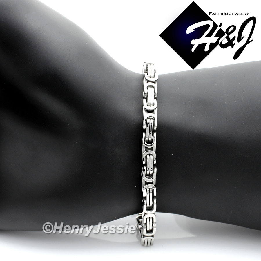 7″-10″MEN Stainless Steel 6mm Silver Byzantine Box Link Chain Bracelet