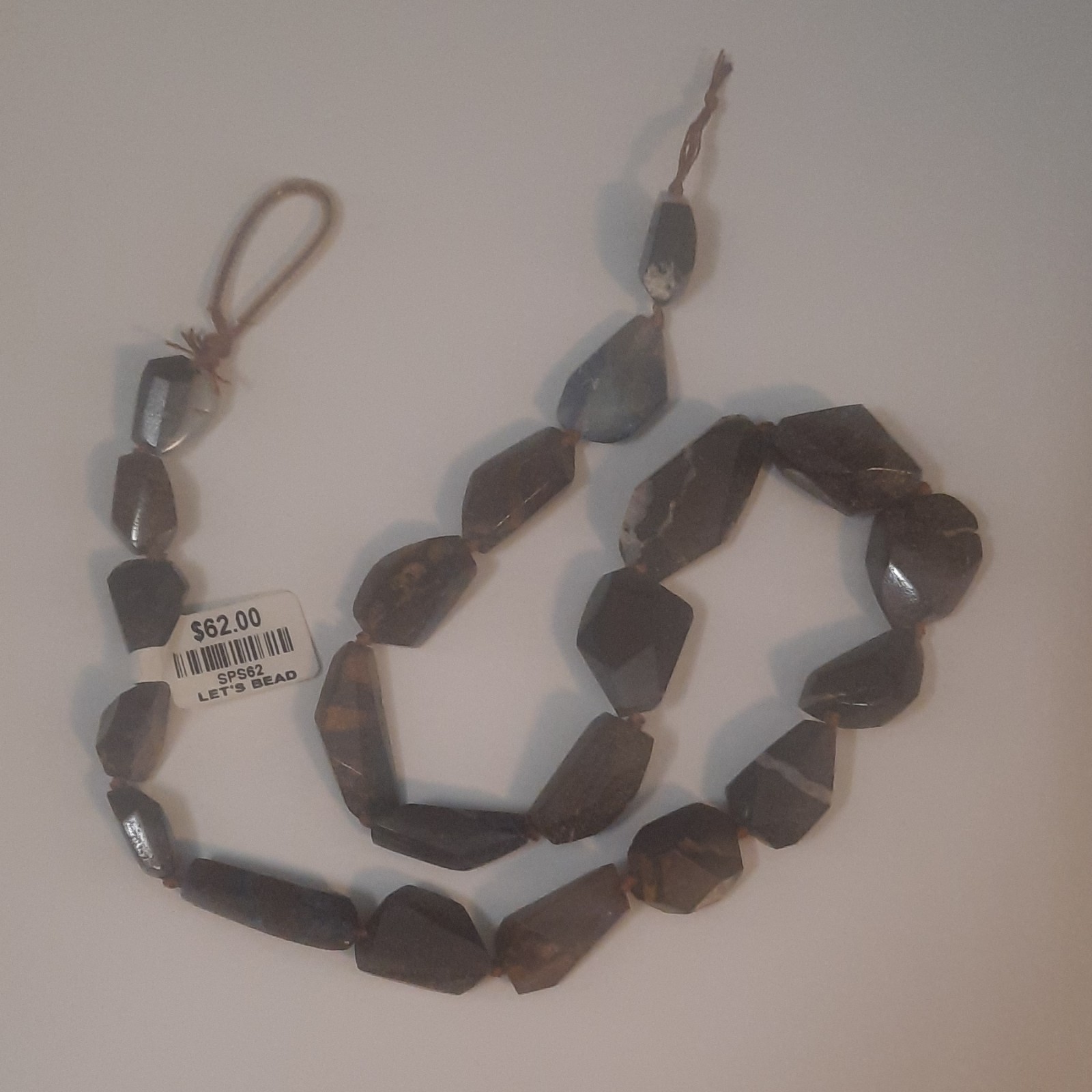 Boulder Opal Faceted Opaque Bead Strand 8mm Brown Black Rectangle Nugget