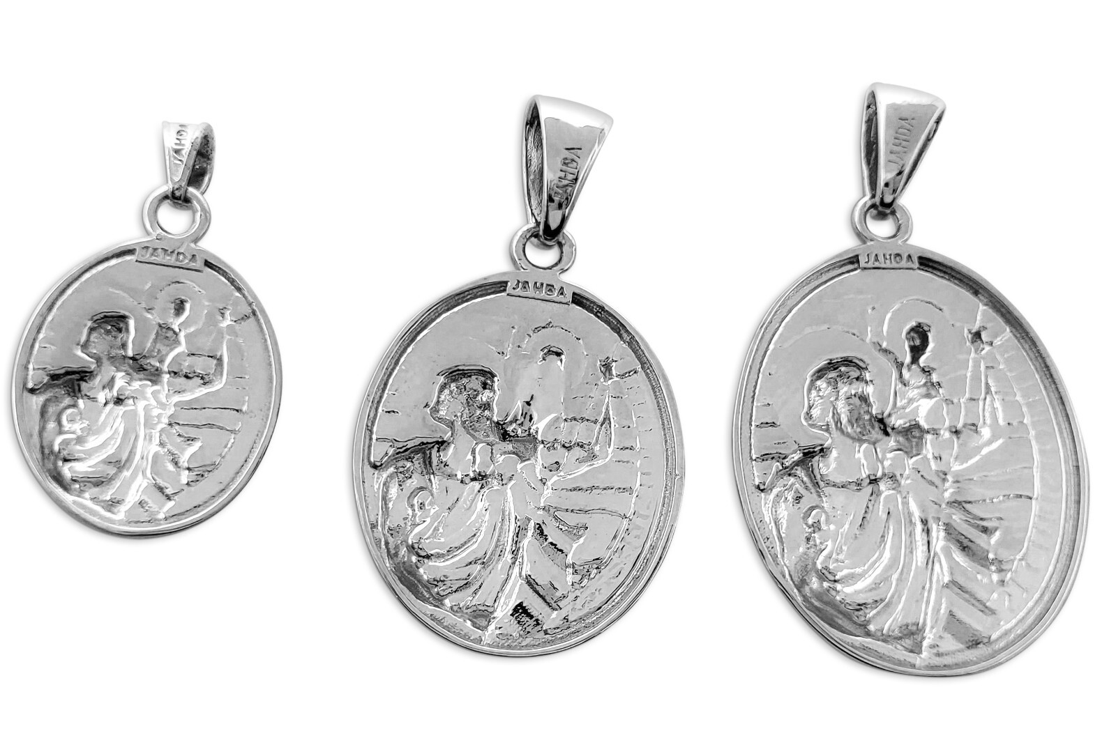 Real 14K White Gold Saint Christopher Pendant, Patron Saint Protective Medallion
