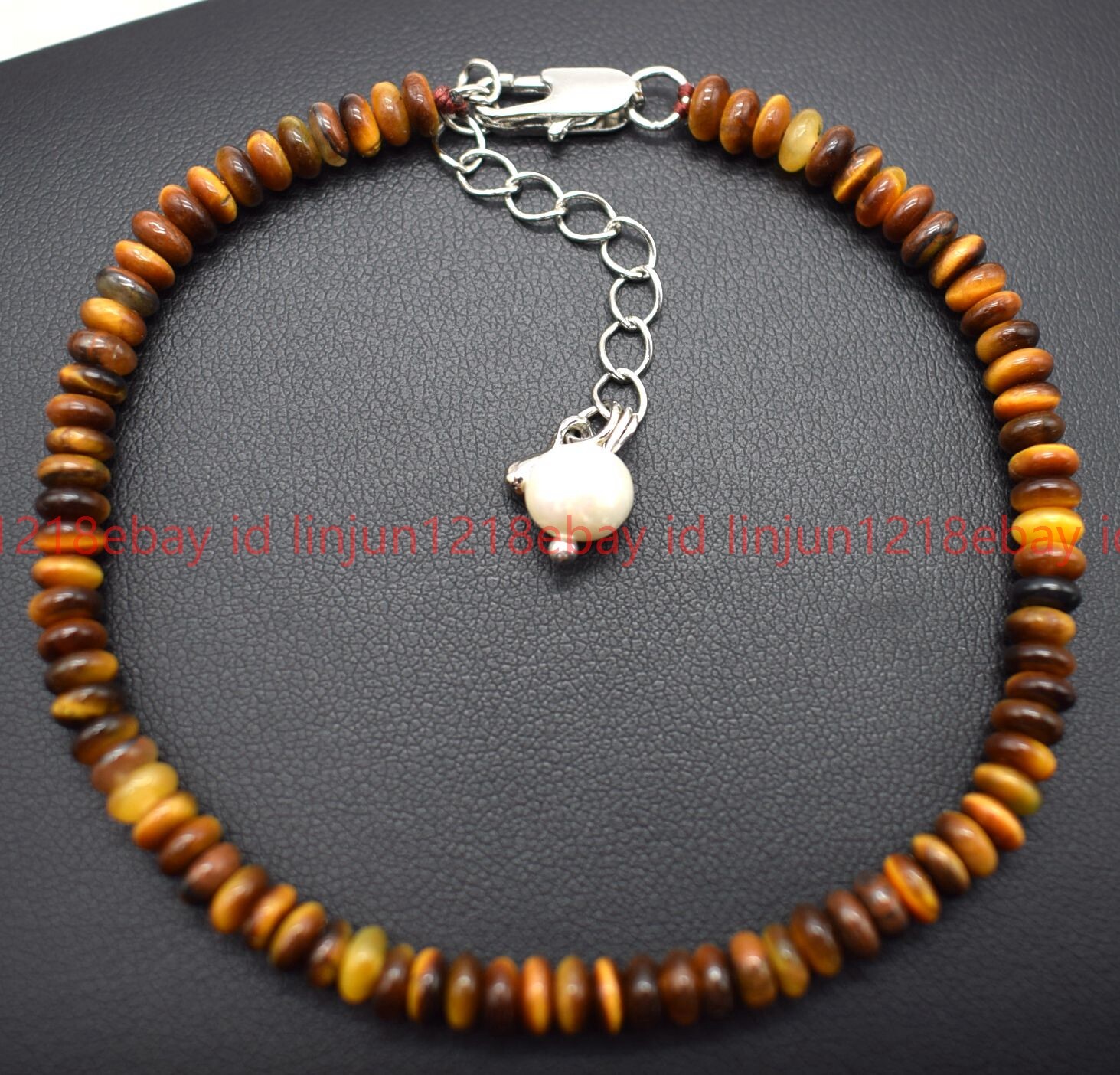 Natural Beautiful 2x4mm Yellow Tiger Eye Rondelle Gemstone Beaded Bracelet 7-9in