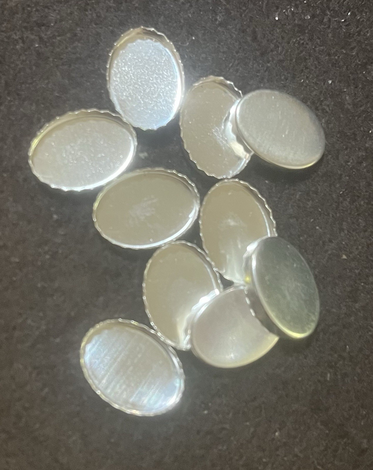 One 14x10mm Oval Serrated Sterling Silver Bezel Cup Setting 32gauge 10x14mm