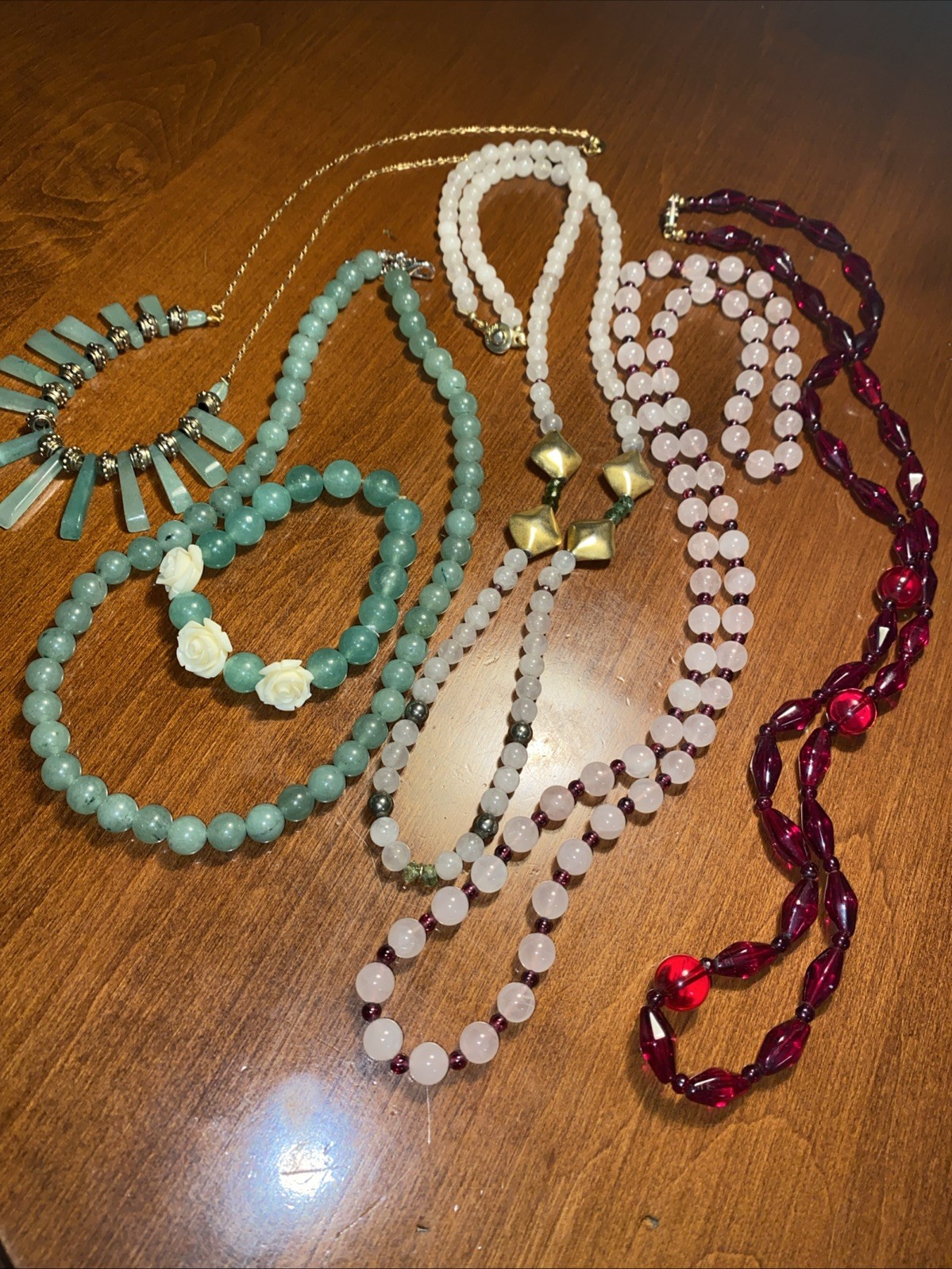 Lot Of Vintage Gemstones Necklaces And One Bracelet, Nice Variation.