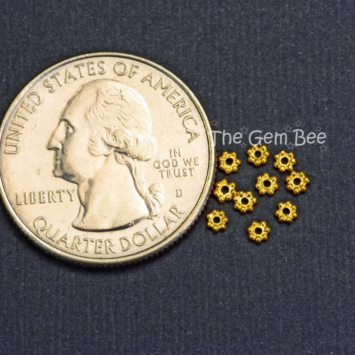 2.5mm 18k Solid Yellow Gold Daisy Spacer Findings (10)