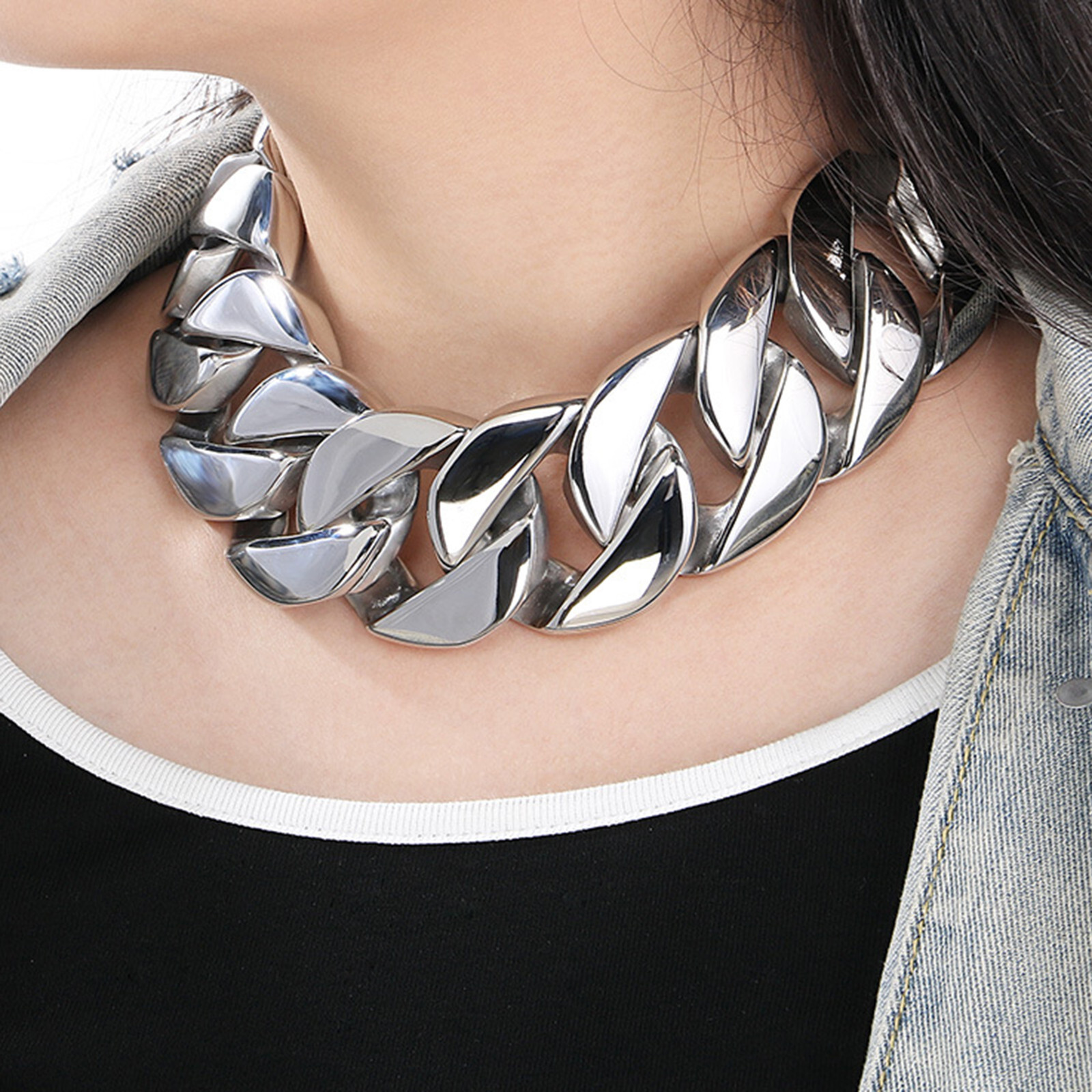 43mm 17″ Super Heavy 316L Stainless Steel Curb Cuban Link Chain Choker Necklace