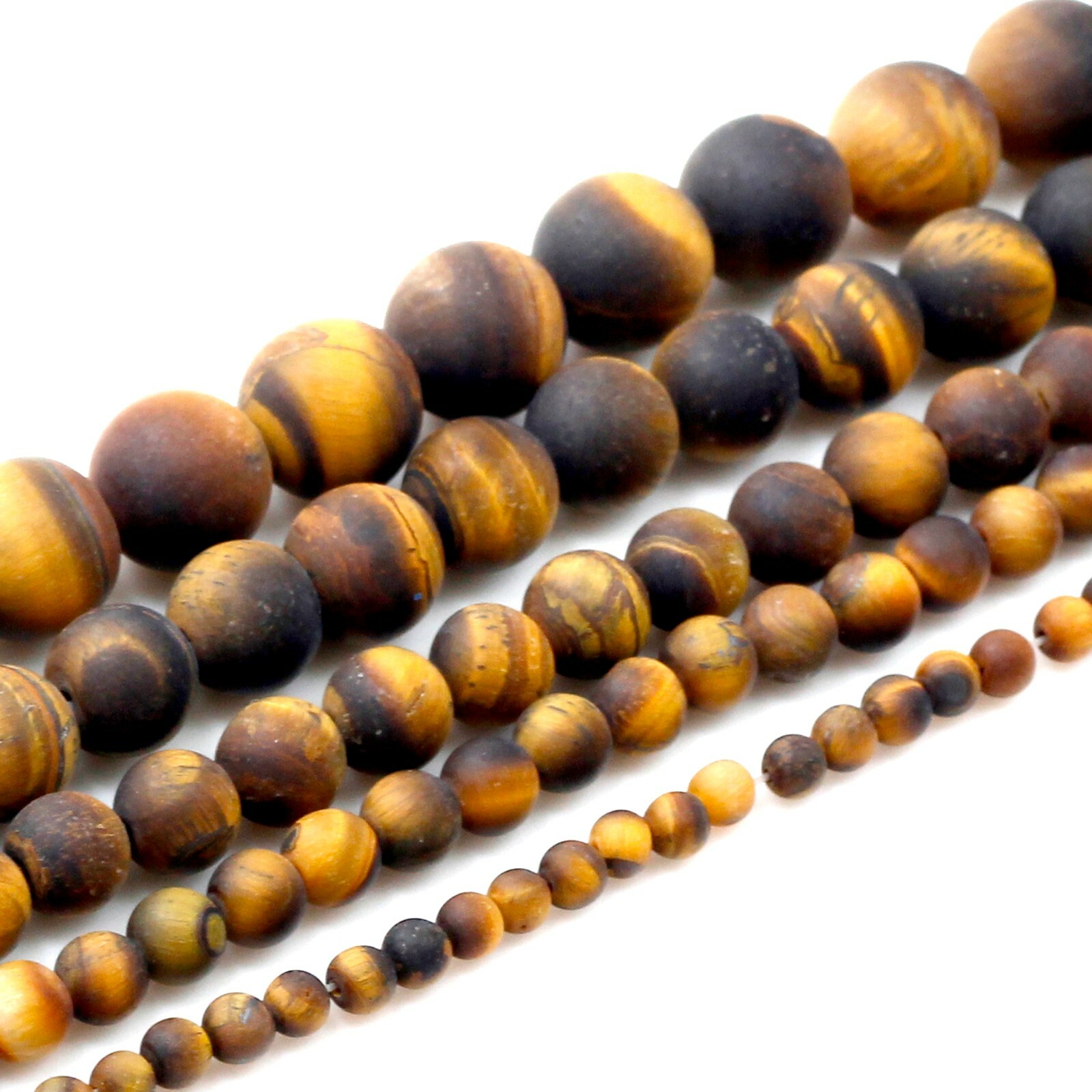 Natural Tiger’s eye Matte Round Spacer Loose Bead 15″ 4,6,8,10,12mm Frosted Bead