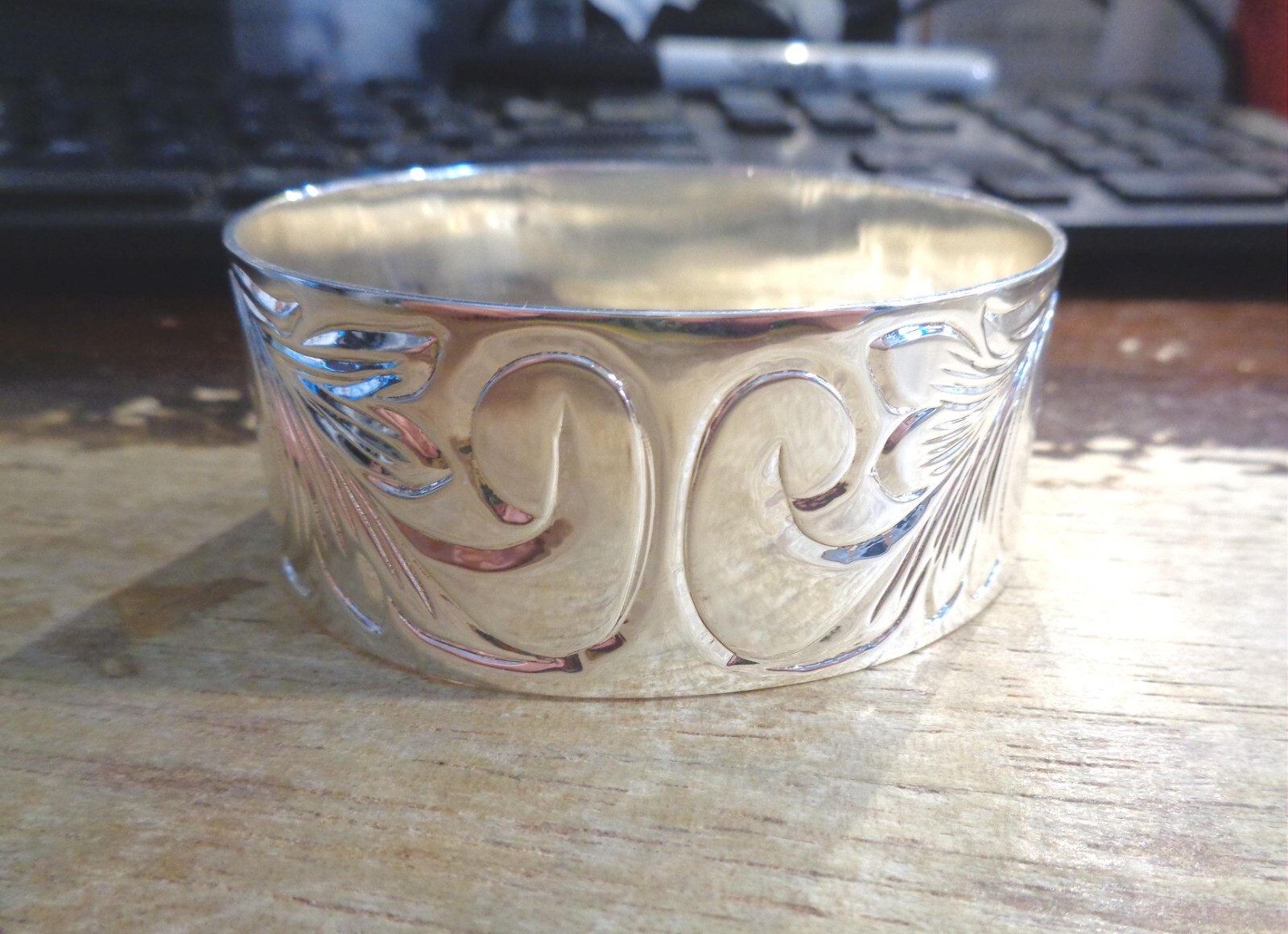 28MM 925 STER SILVER-FILLED COPPER HAWAIIAN KUUIPO SWEETHEART QUEEN EMMA BANGLE