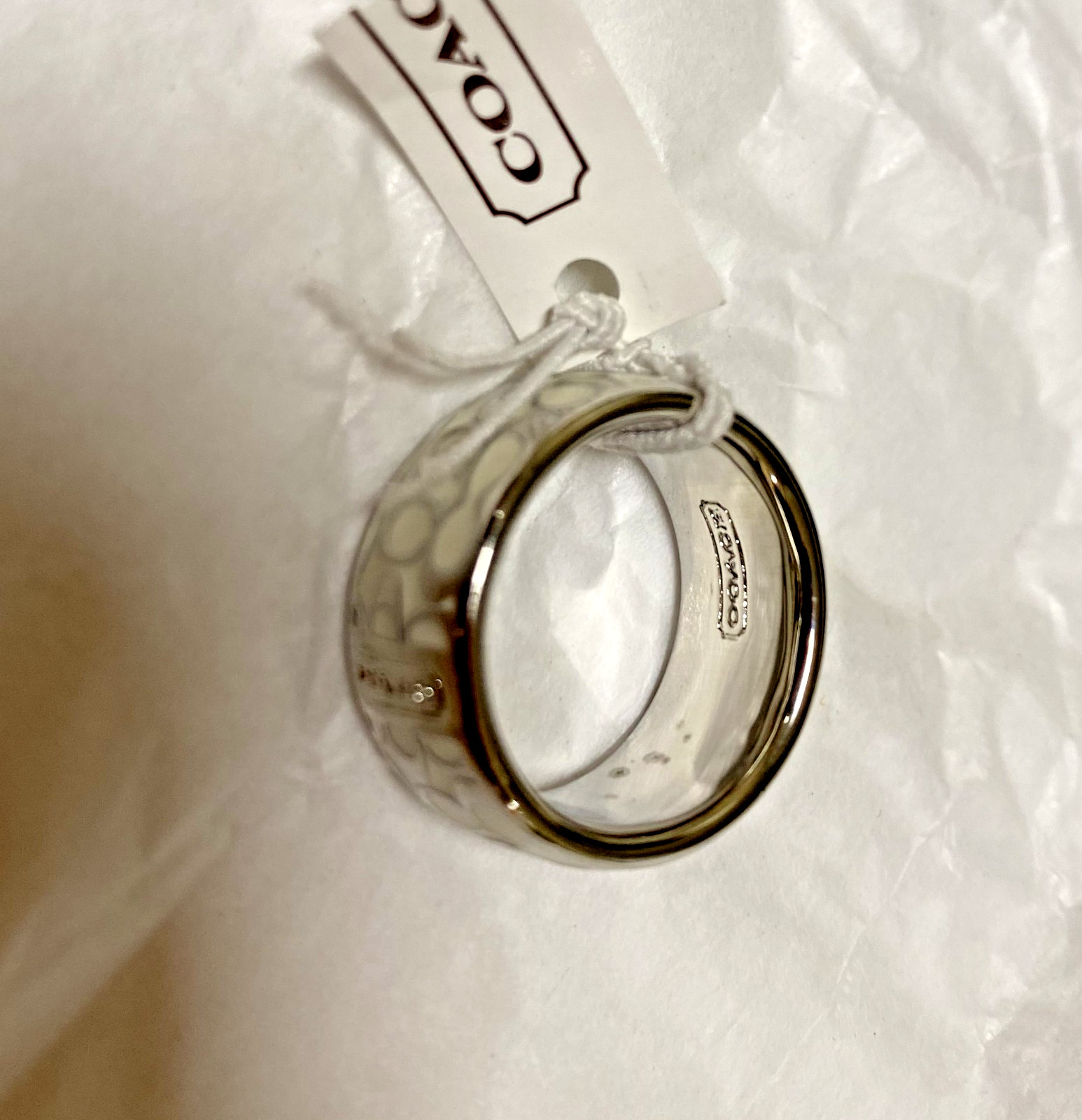 NWT Coach Miranda Enamel Ring – White Sliver / Size 6 / 94346