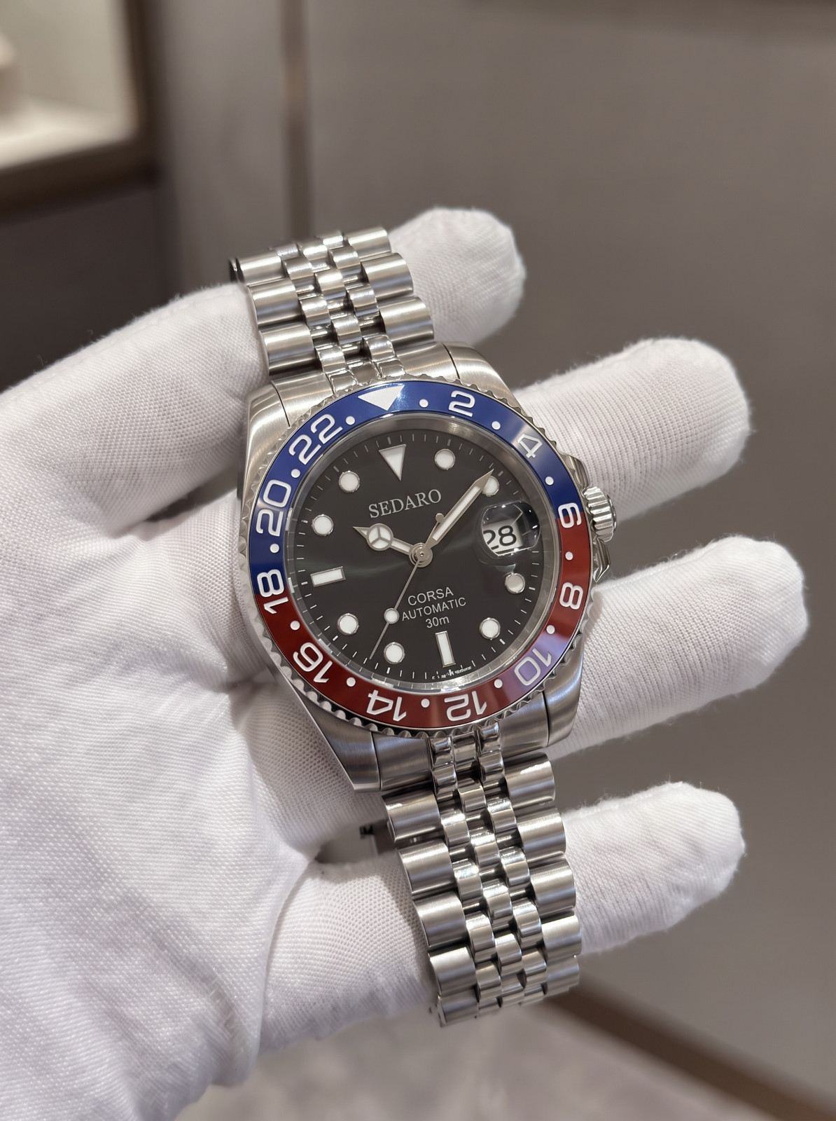 SEDARO GMT Style Watch Japanese NH35 Automatic Pepsi Bezel Sapphire 41mm