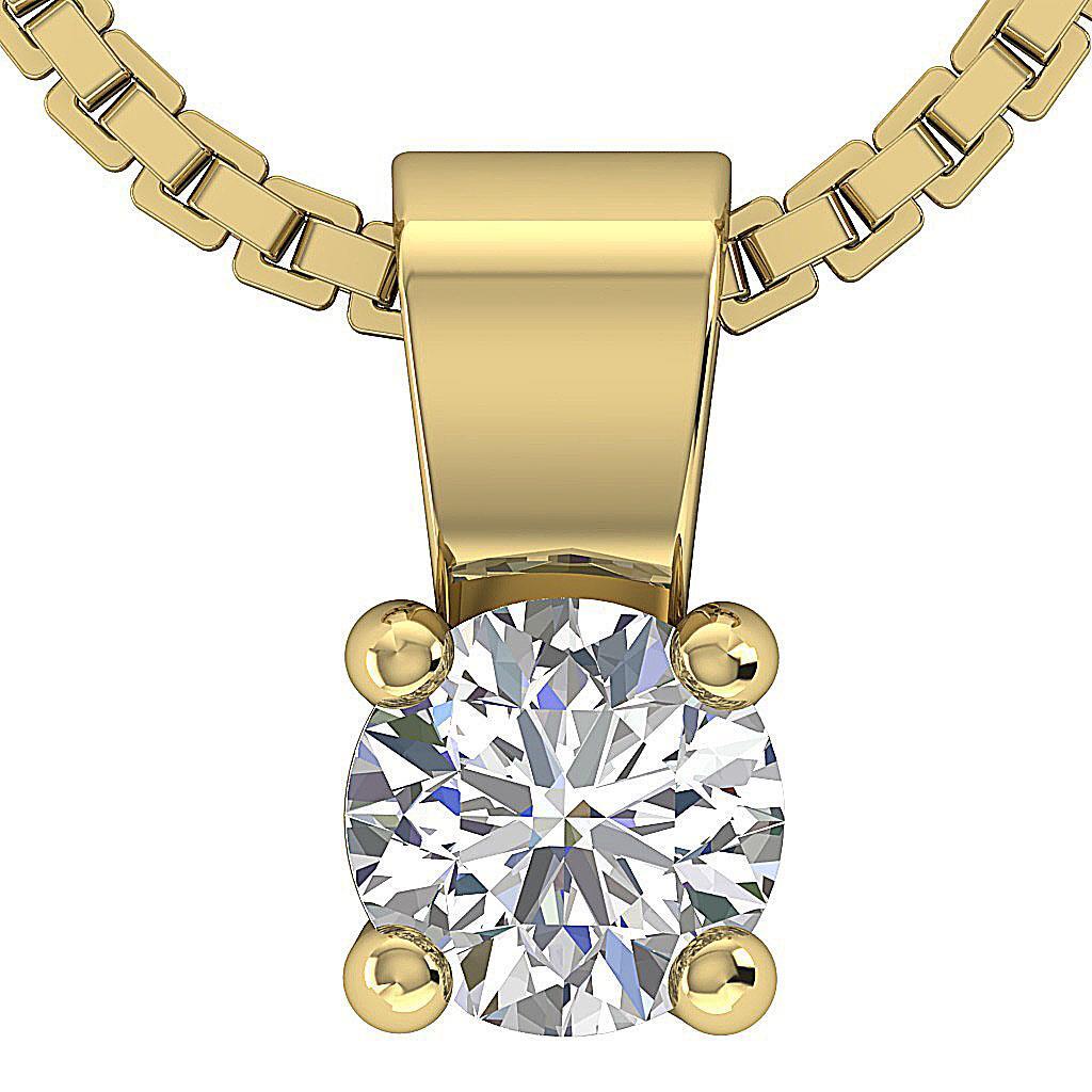 Lab Grown Diamond Solitaire Pendant Necklace VS1 F 0.25 Carat 14K Gold Prong Set