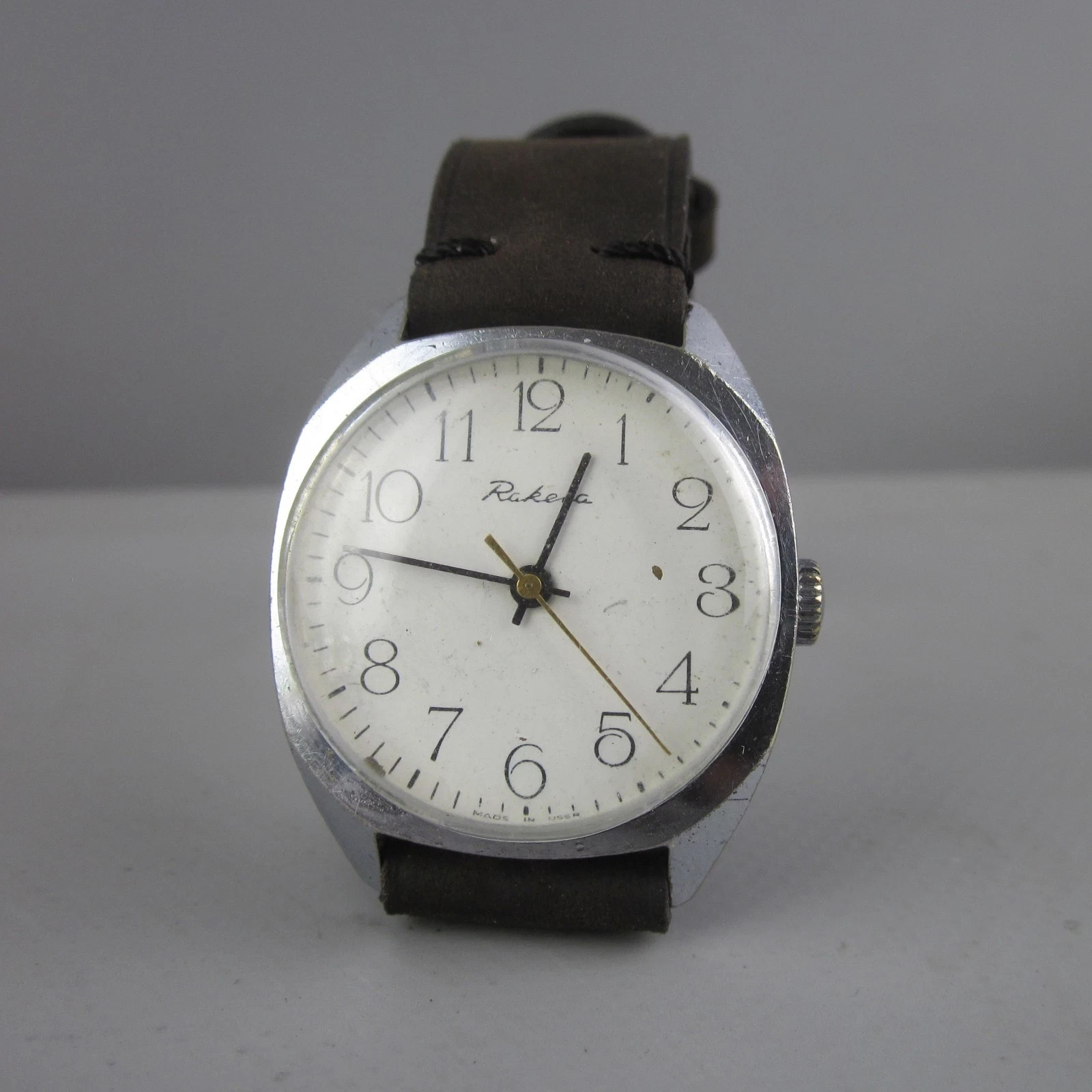 Raketa 2609A VINTAGE Soviet WRIST Watch Rocket ussr Leather Strap