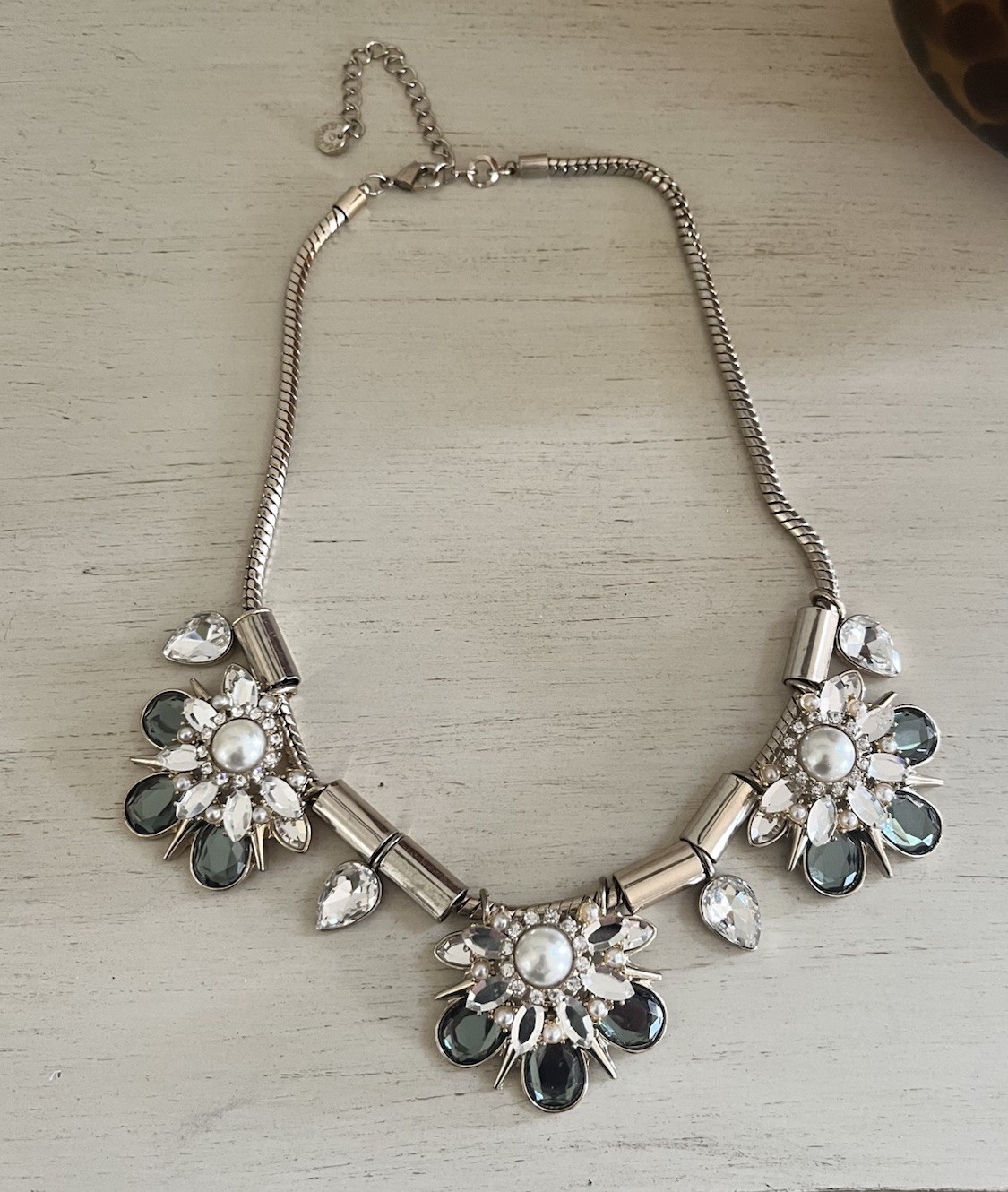 lydell nyc Gold Tone Light Green Crystal Cluster Pendant Statement Necklace