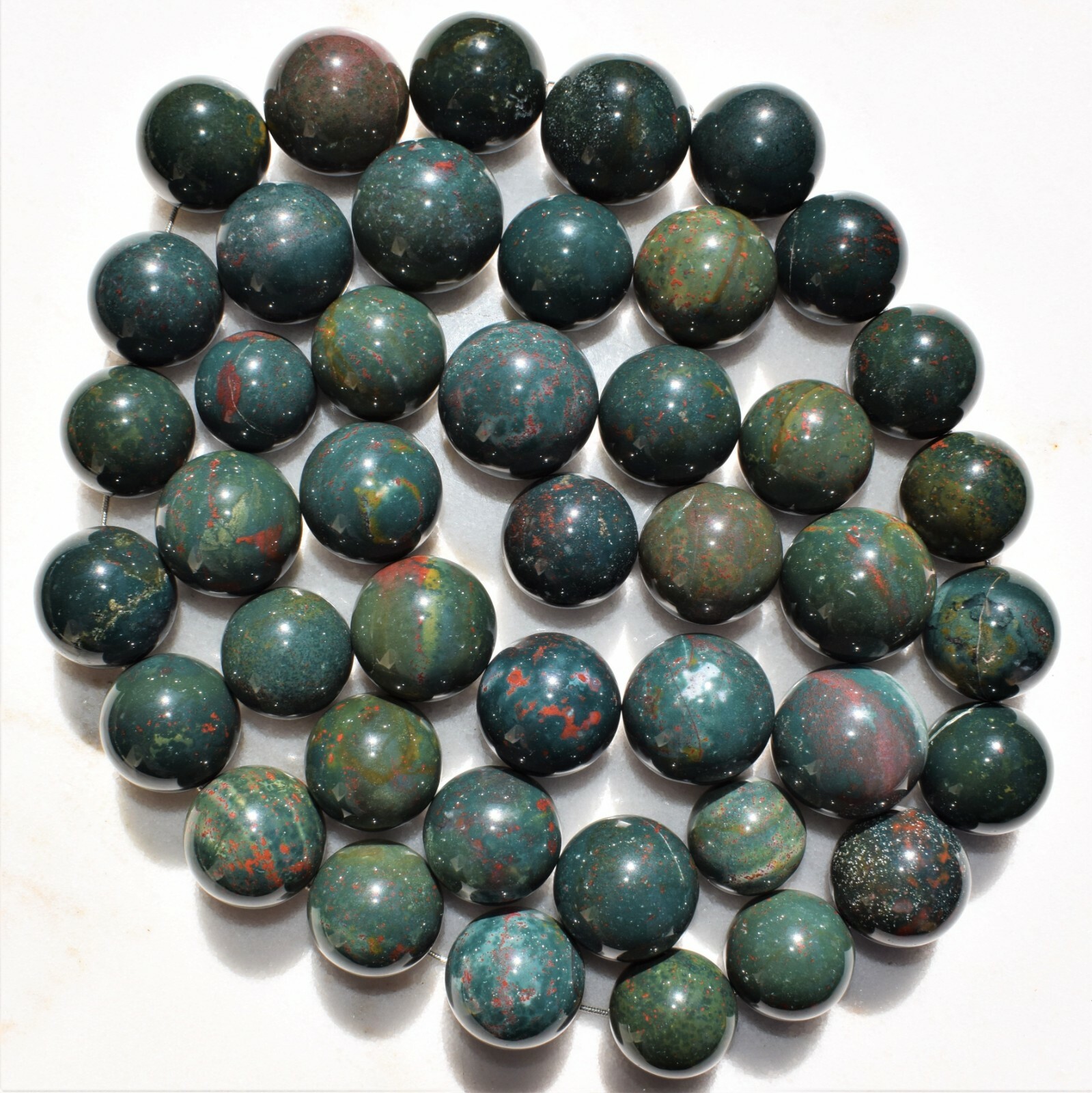 Bloodstone Hand-Polished Sphere Pendant + 20″ Stainless Steel Chain + Charger