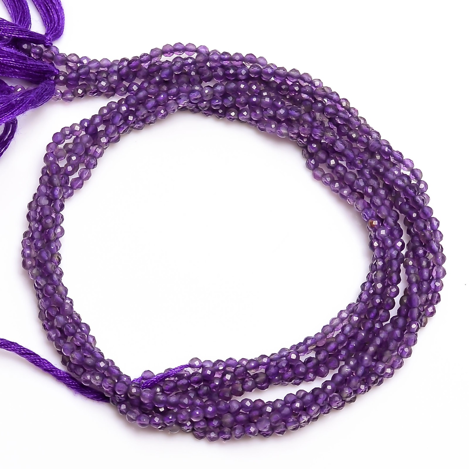 100% Natural Amethyst Gemstone Round Micro Faceted Beads 2.5-3 mm Strand 12.5″ 7