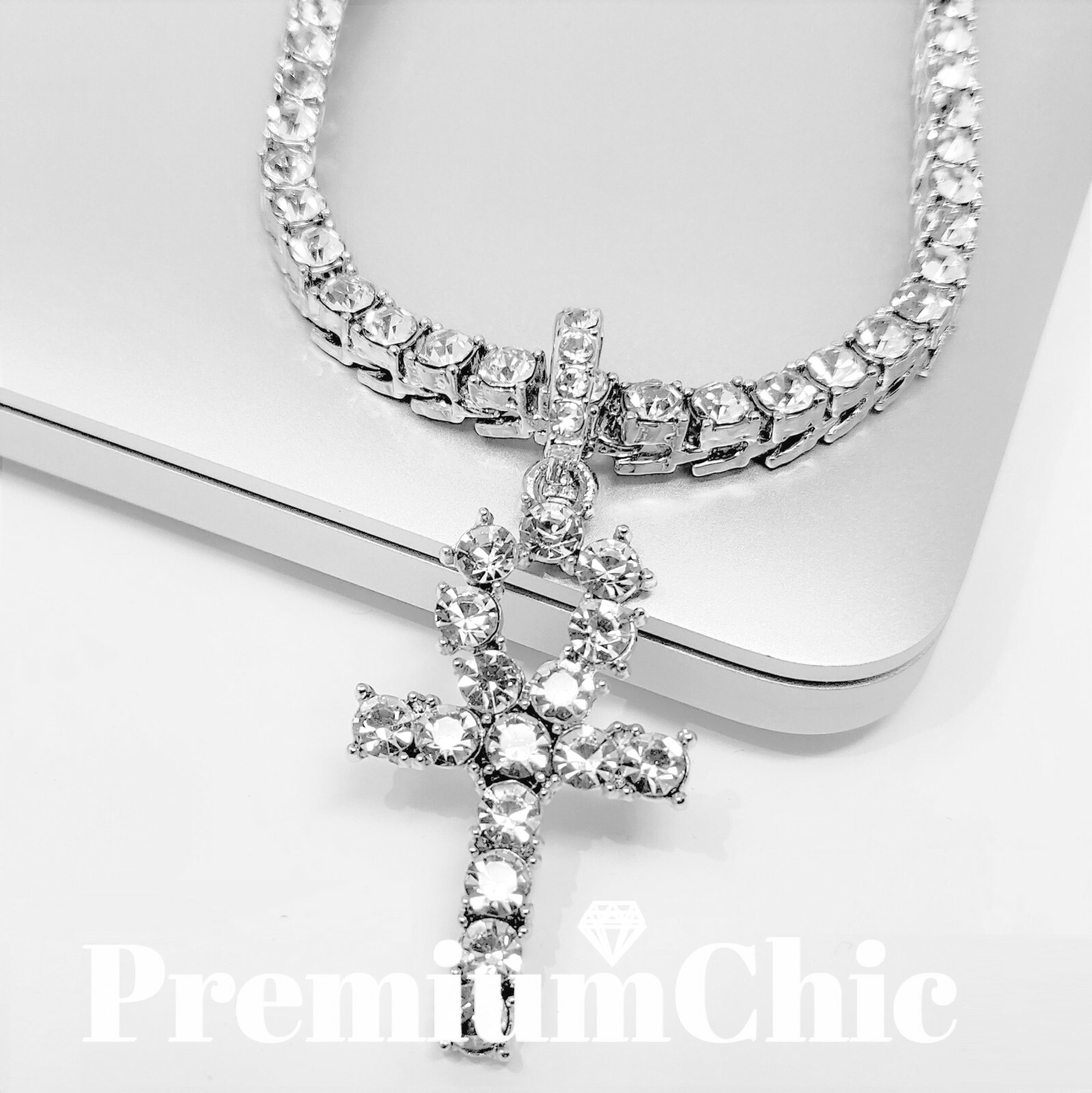 Jesus Cross ANKH Last Supper Pendant Tennis Chain Necklace Men Plated CZ Jewelry