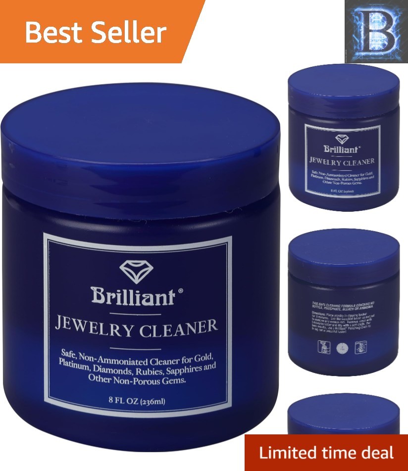 Non-Toxic Jewelry Cleaner (8oz) with Brush & Basket – Sparkling Shine Guaranteed
