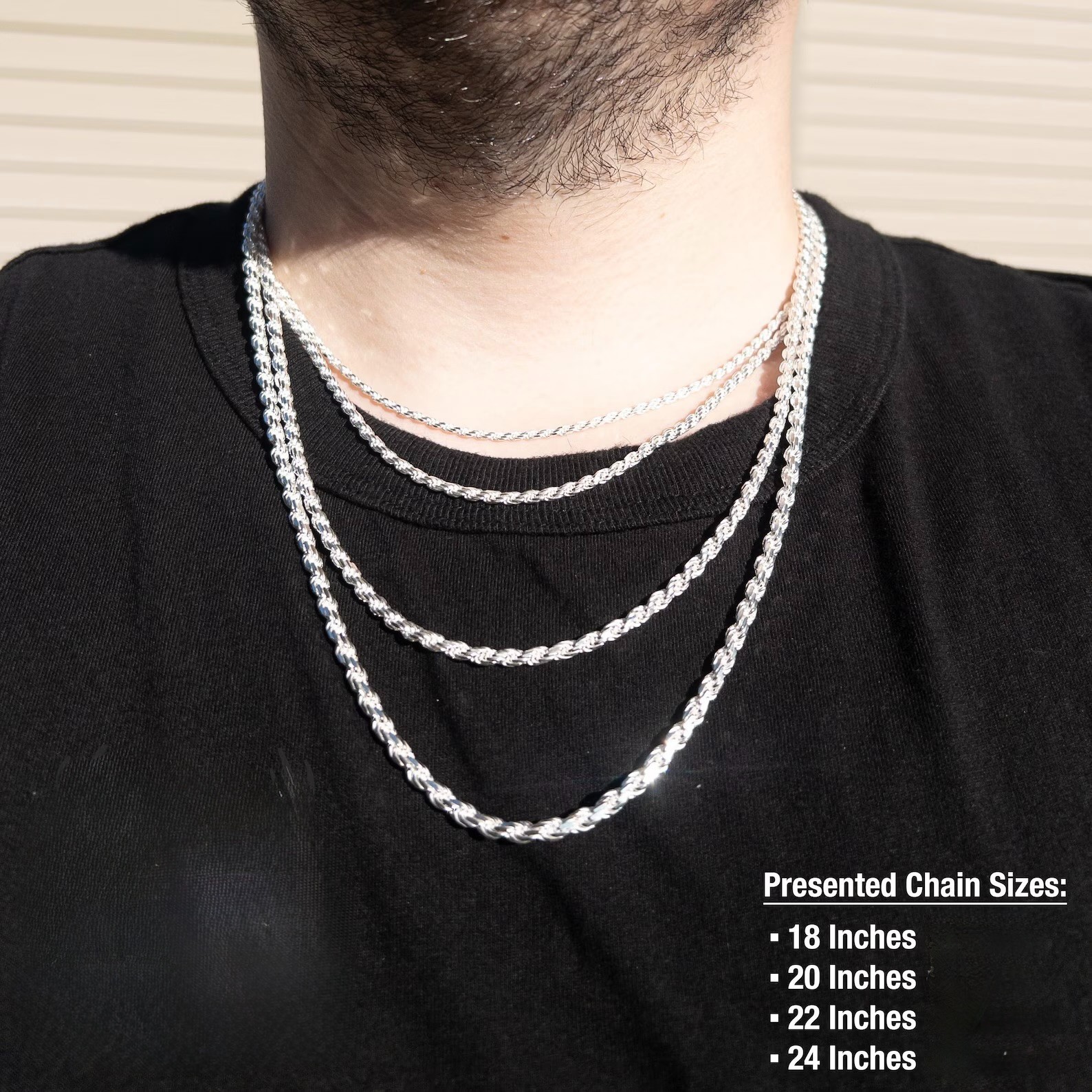925 Sterling Silver HSP Rope Chain Heavy Solid Necklace 2-5mm 18-24″