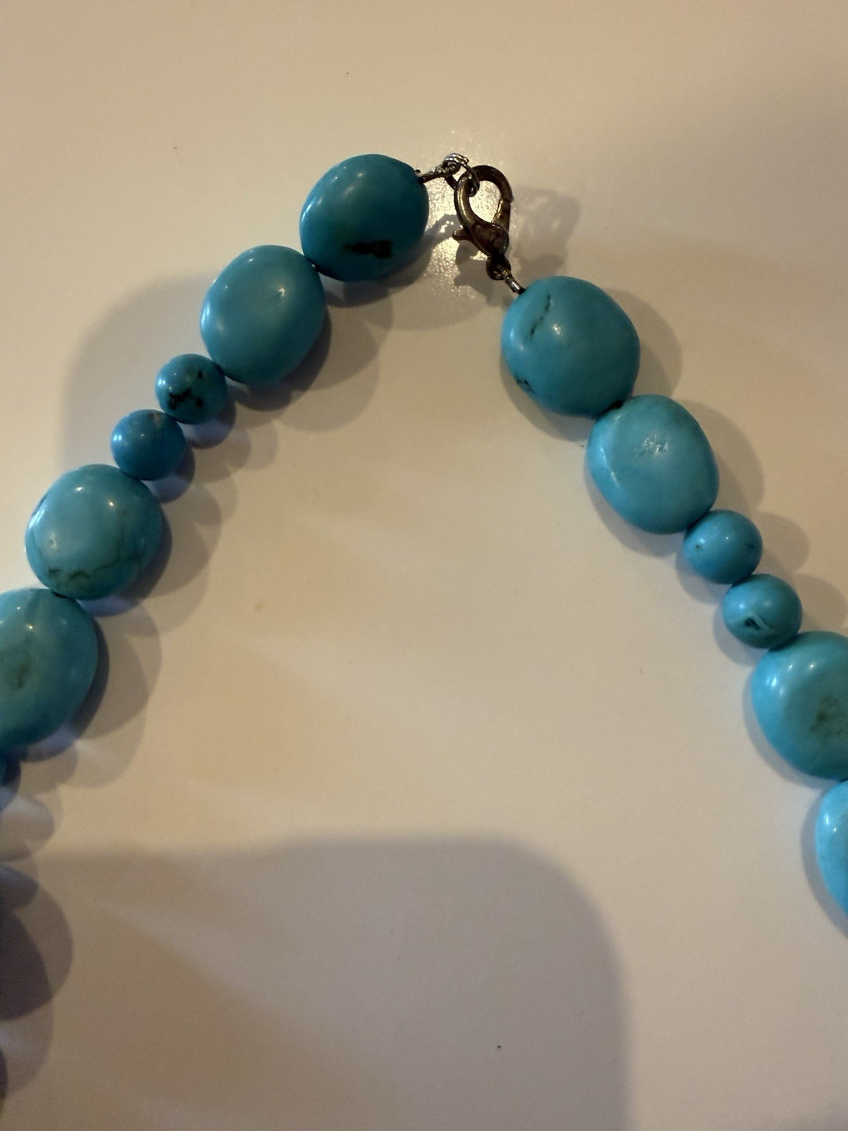 Turquoise Beaded Necklace, Graduated Smooth Blue Stone Statement Piece