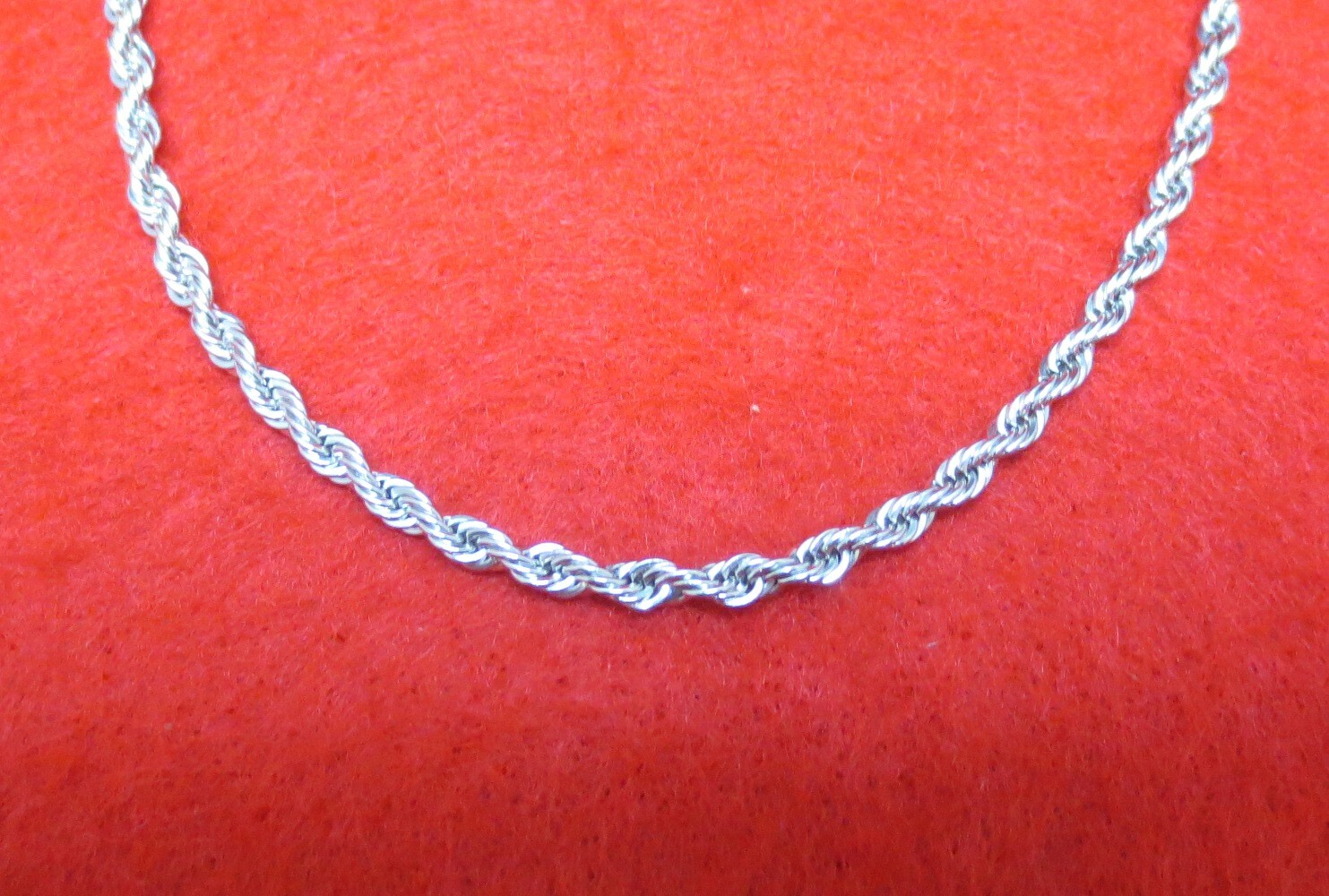 14KT WHITE GOLD EP 18″ 4MM ROPE FRENCH STYLE CHAIN NECKLACE
