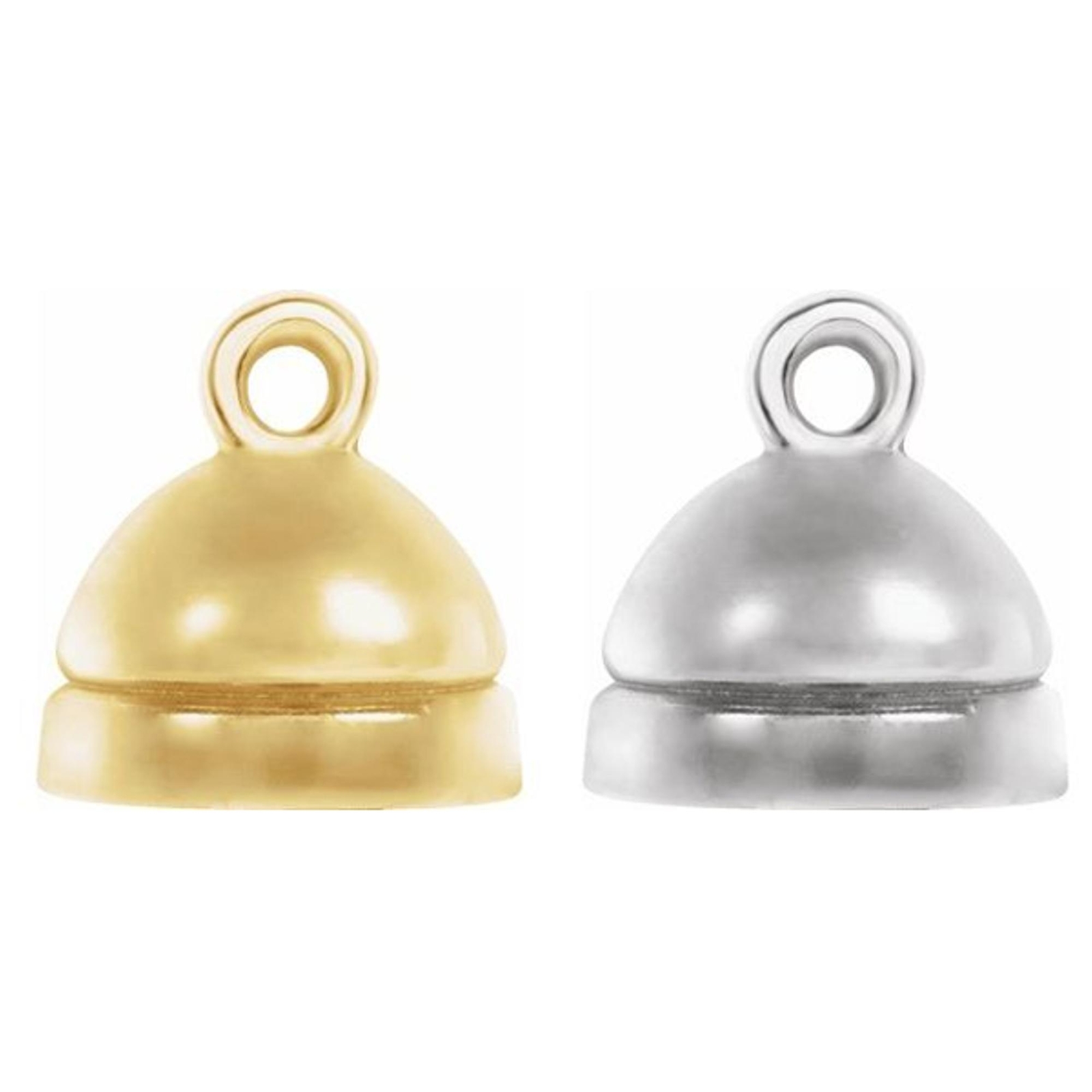 14K Gold or 925 Silver 5 mm ID Dome Hat Chain End Cap w Tie Bar Bead Strand