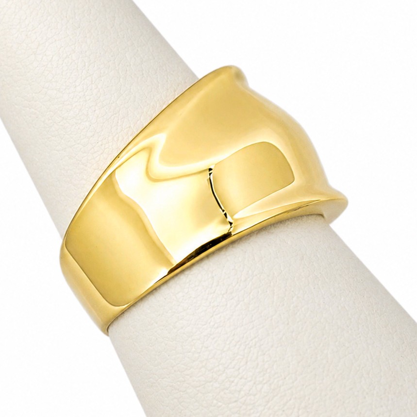 Solid 18K Yellow Gold Cigar Ring, Gold Dome Ring 13mm Sizes 5 – 12