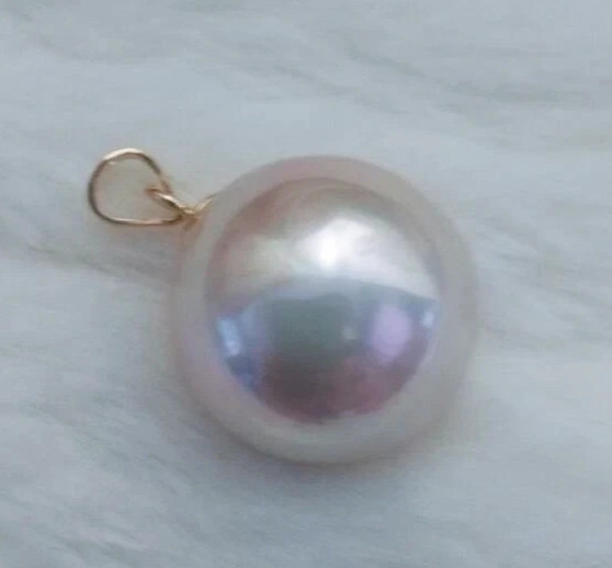 new huge Round 15-14MM NATURAL WHITE SOUTH SEA PEARL PENDANT NECKLACE 14K gold