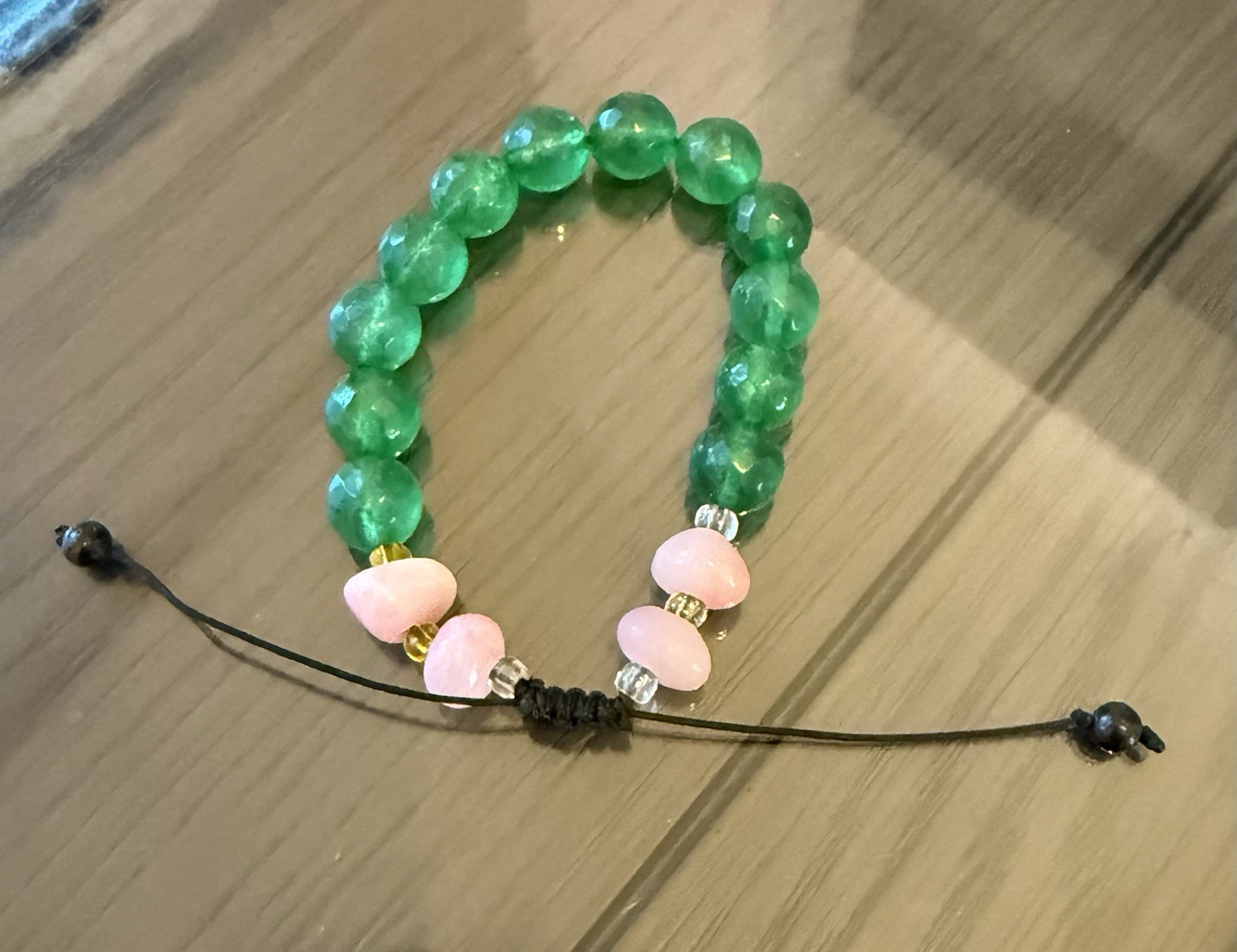Multicolor Stone Round Bead Bracelets Adjustable Cord Sizable Lot of 3