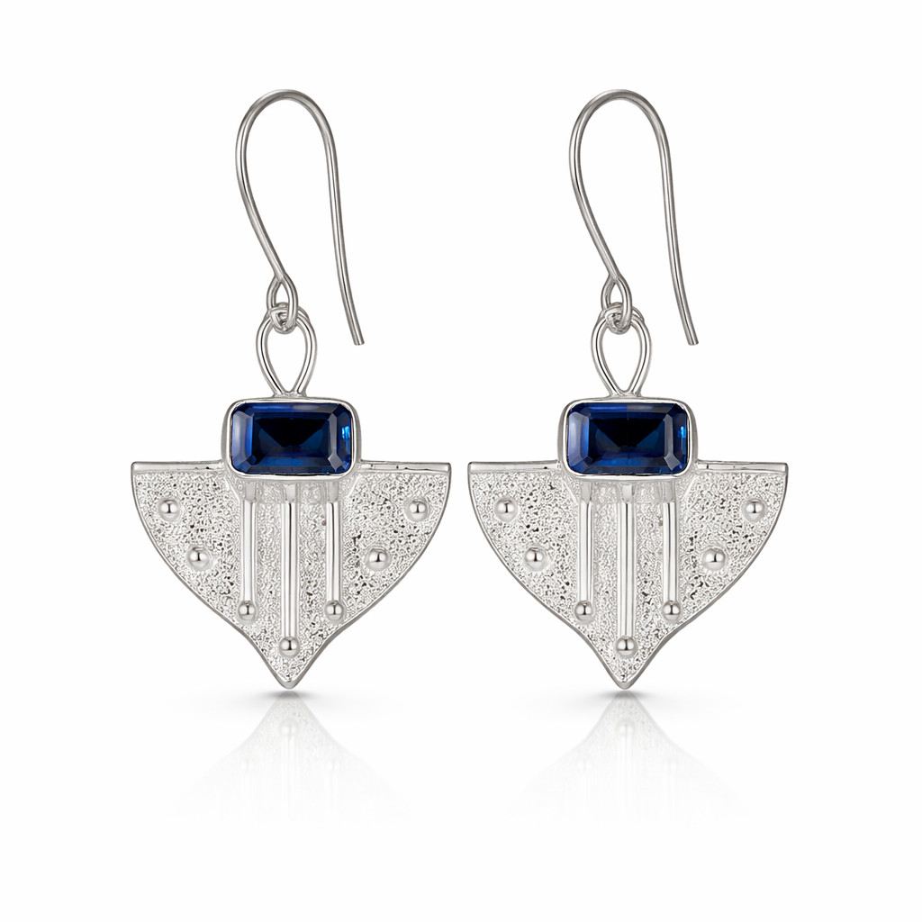 Tanzanite Gemstone Earrings 925 Sterling Silver Boho Handmade Jewelry 1.19″ Gift
