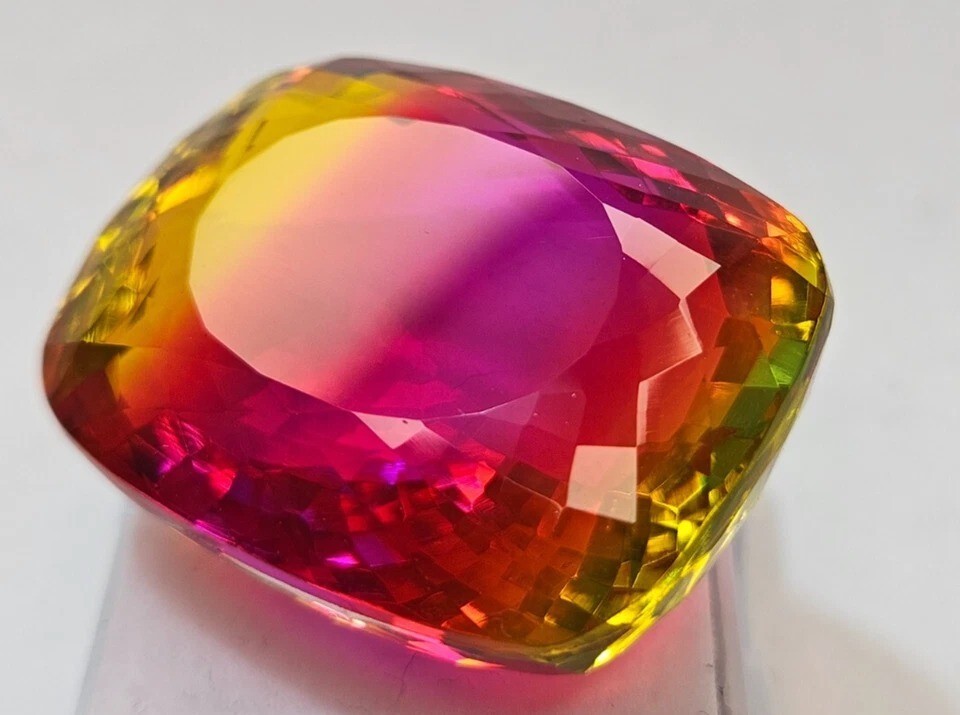 Natural Tourmaline Cushion Cut Bi-Colour 89-90Ct CERTIFIED EGL Loose Gemstone