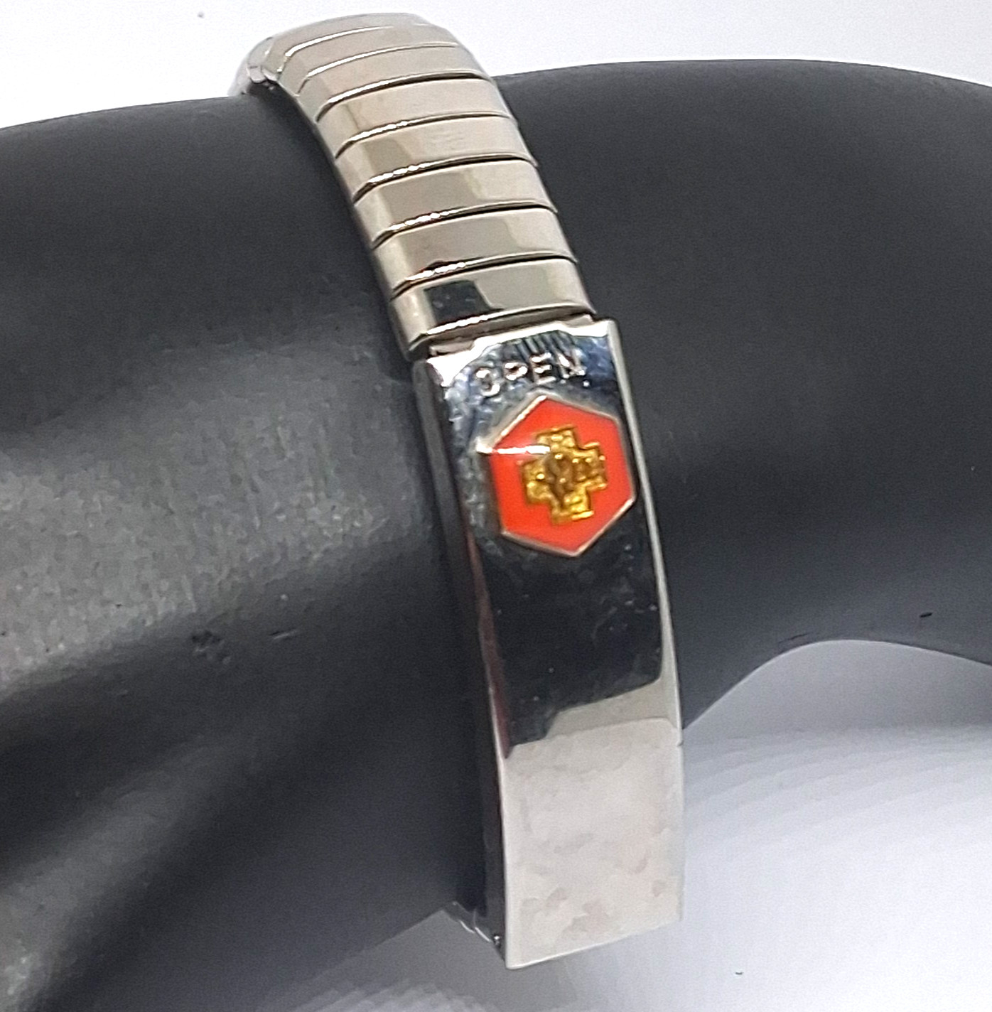 Medical Alert ID Stainless Steel Silver Tone Expansion Bracelet Blank Insert