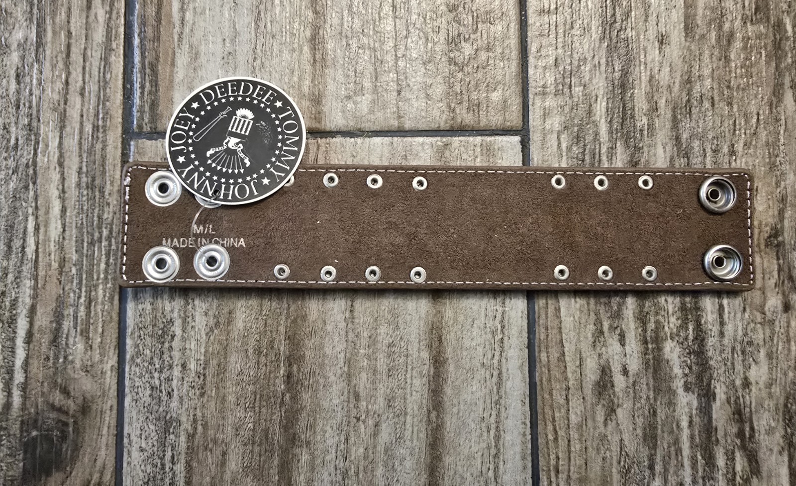 Ramones Faux Leather Cuff Bracelet Brown Studded Punk Rock Wristband New