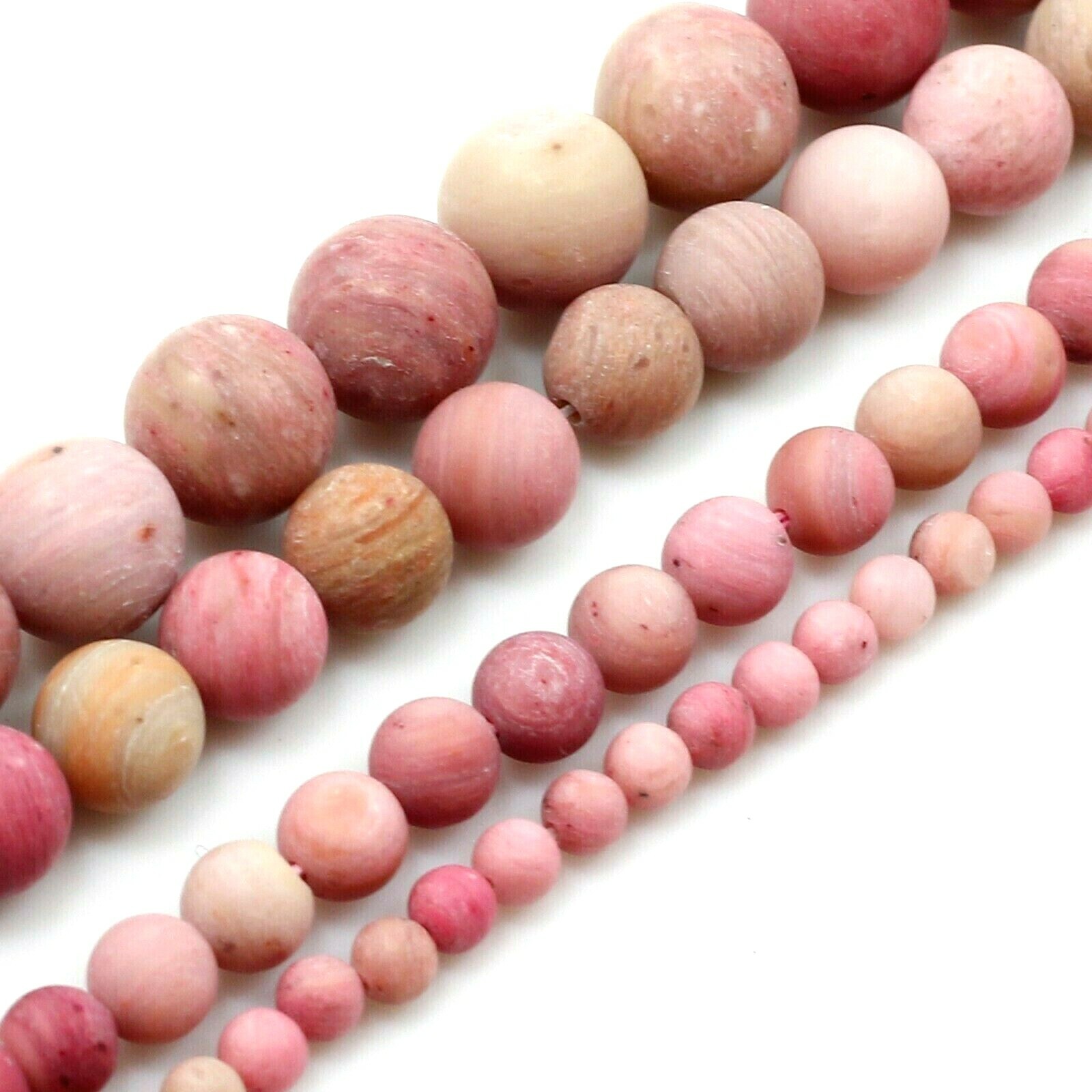 Natural Pink Rhodonite Frosted Matte Round Spacer Loose Beads 15″ 4mm 6 8 10 12