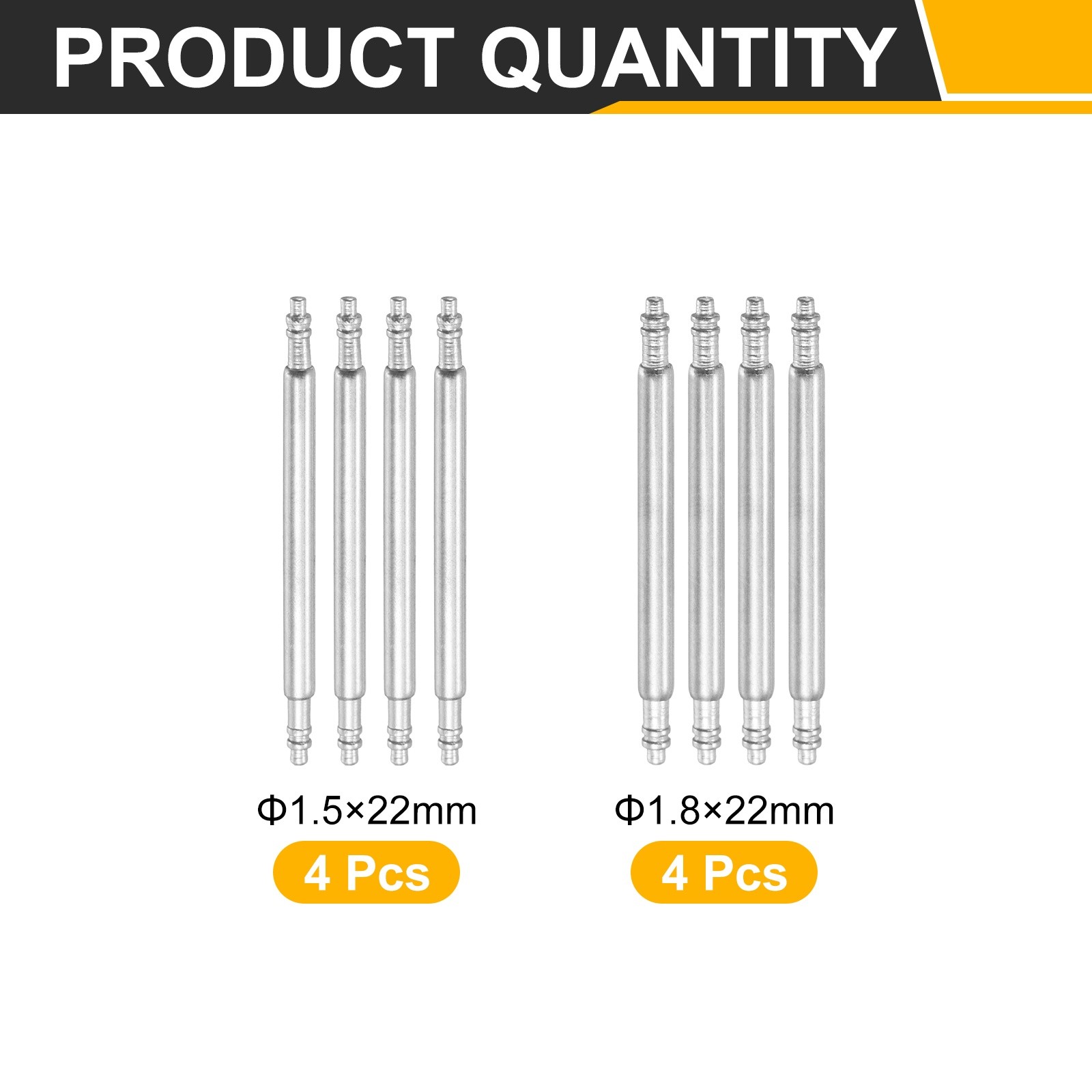 8Pcs, 22mm Watch Spring Bar Pins 1.5mm+1.8mm Diameter Stainless Steel Band Pins