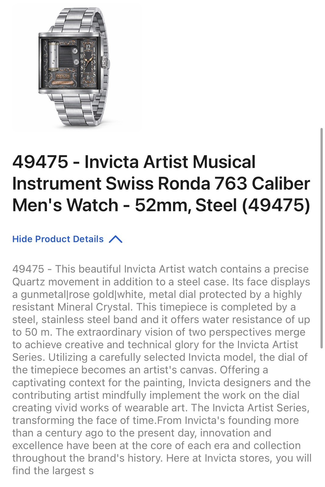🔥Invicta Artist Musical Instrument Swiss Ronda Mens Watch 52mm Music Box 49475