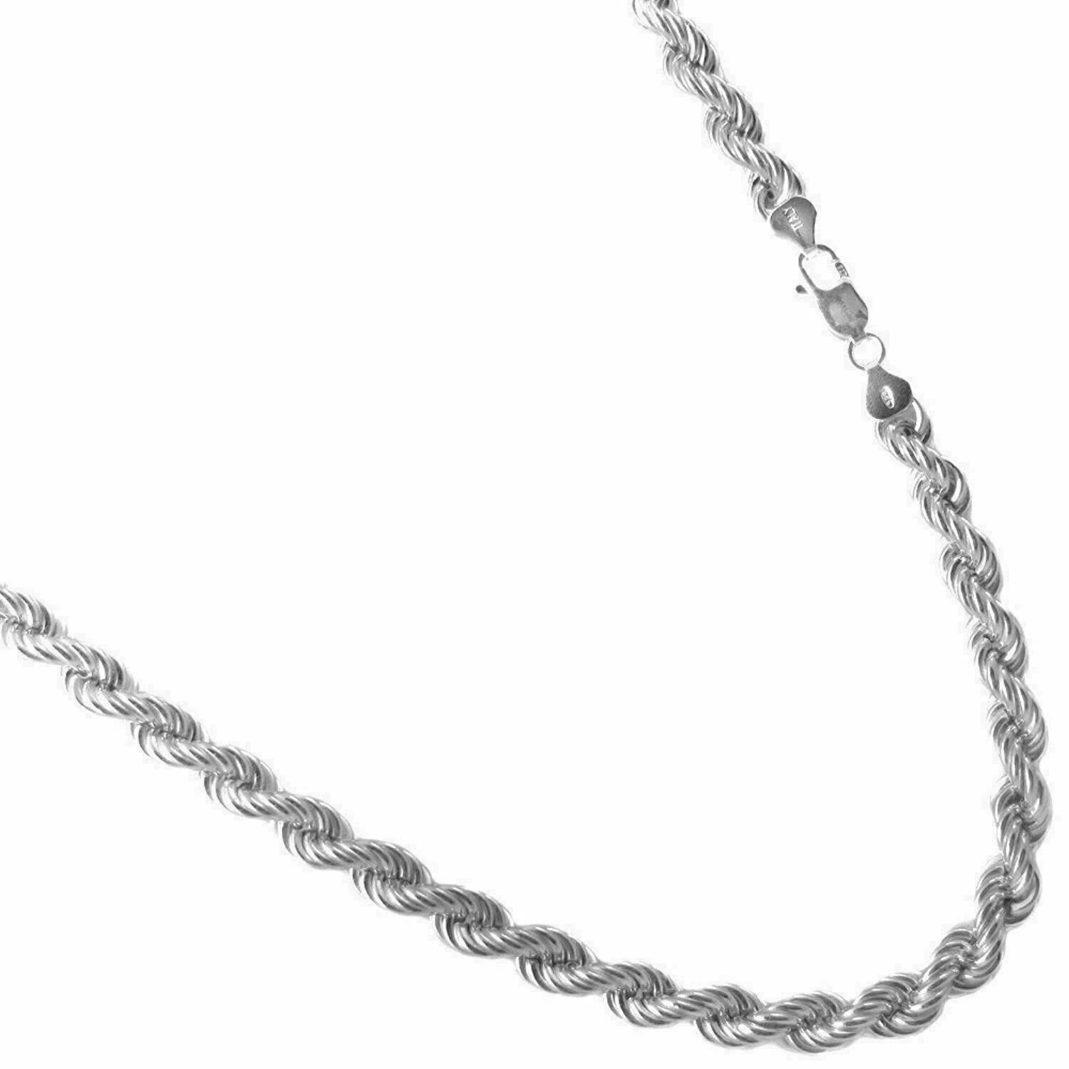 Solid 925 Sterling Silver Italian Rope Chain Mens Necklace 3.5mm – Diamond Cut