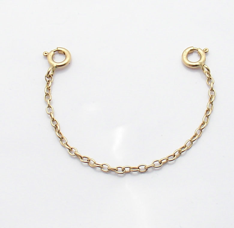 Oval Cable Chain Necklace Double Clasp Extender REAL 14K Yellow Gold 2.0mm