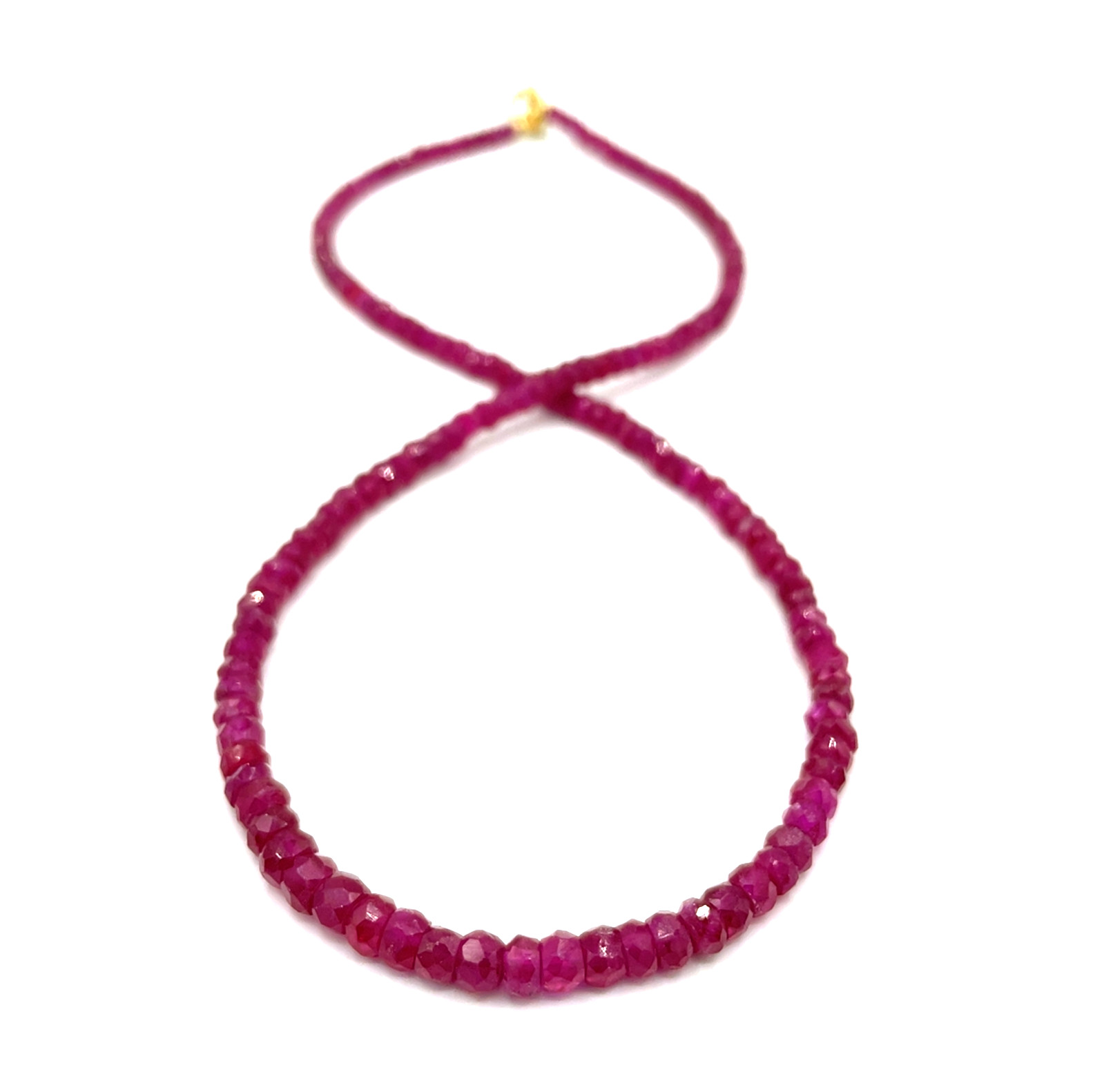 Jedi Red Spinel Beads Necklace with 9K Gold Clasp 18 inch Gemstone Necklace
