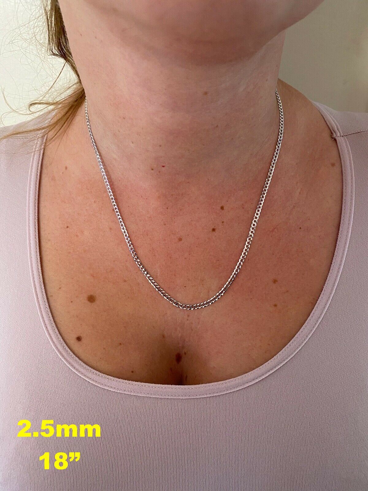 Real Solid 14k White Gold Curb Miami Cuban Link Chain 16-30″ 2.5-5.7mm Necklace