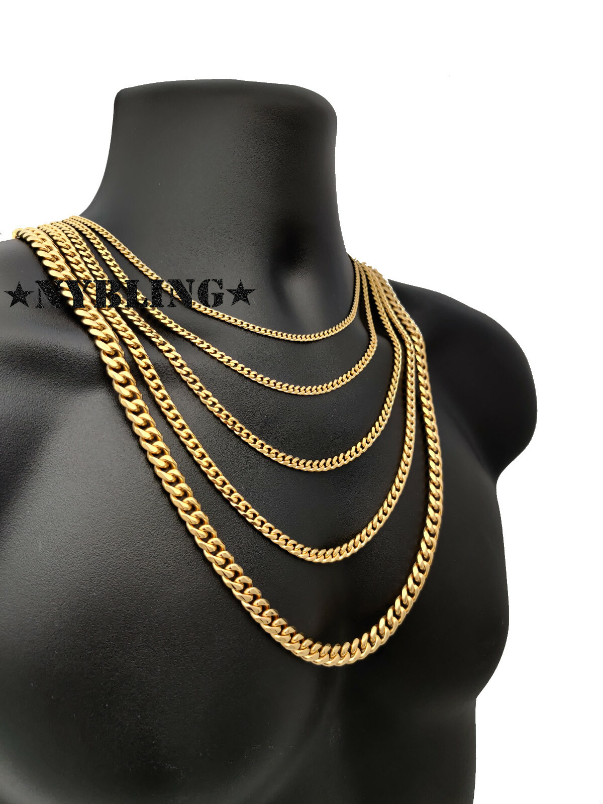Miami Cuban Curb Link Chain Necklace 18k Gold Plated Stainless Steel Never Fades